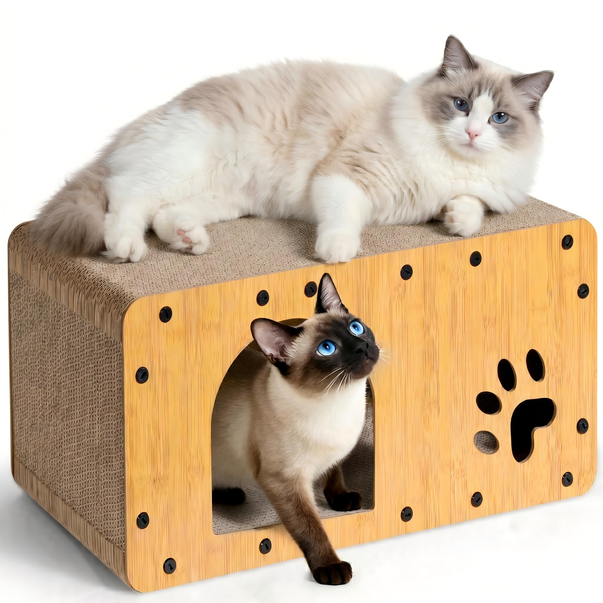 Gimars 59.5cm Cat Scratcher, Cardboard Cat House Cat Scratching Board Cat Scratch Pad, Furniture Protector, Suitable for Multiple Cats