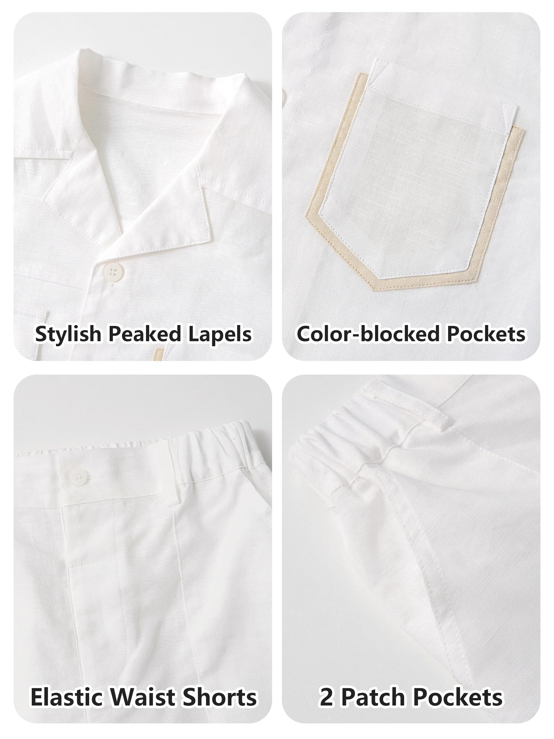 LOLANTA Ensemble Été Garçon en Coton et Lin, Chemise à Manches Courtes et Short, Tenue Légère et Respirante pour Enfant 5-12 Ans