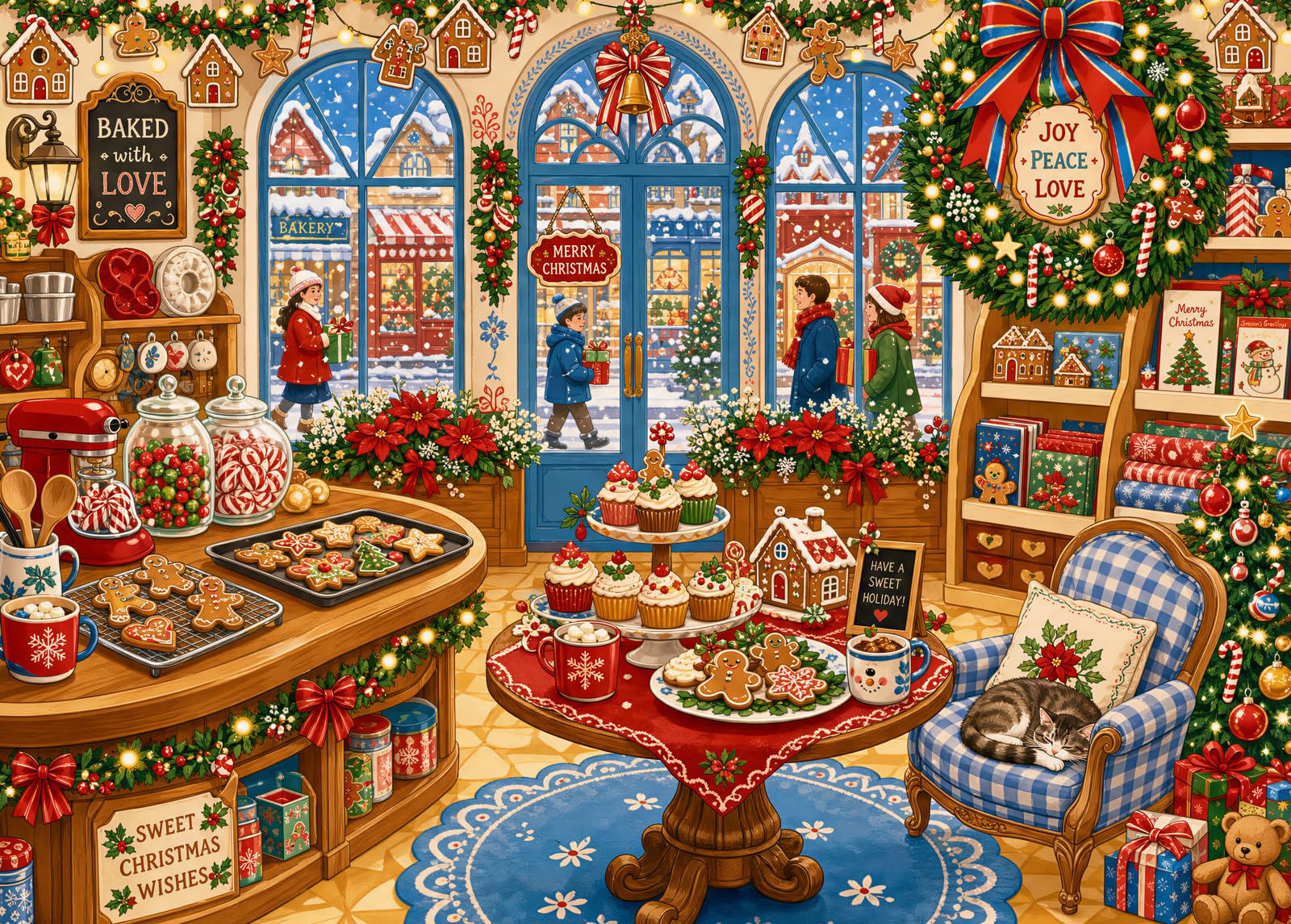 Bullglesup Puzzles für Erwachsene, 1000 Teile, Weihnachtsbäckerei-Puzzle (69,8 x 49,8 cm)