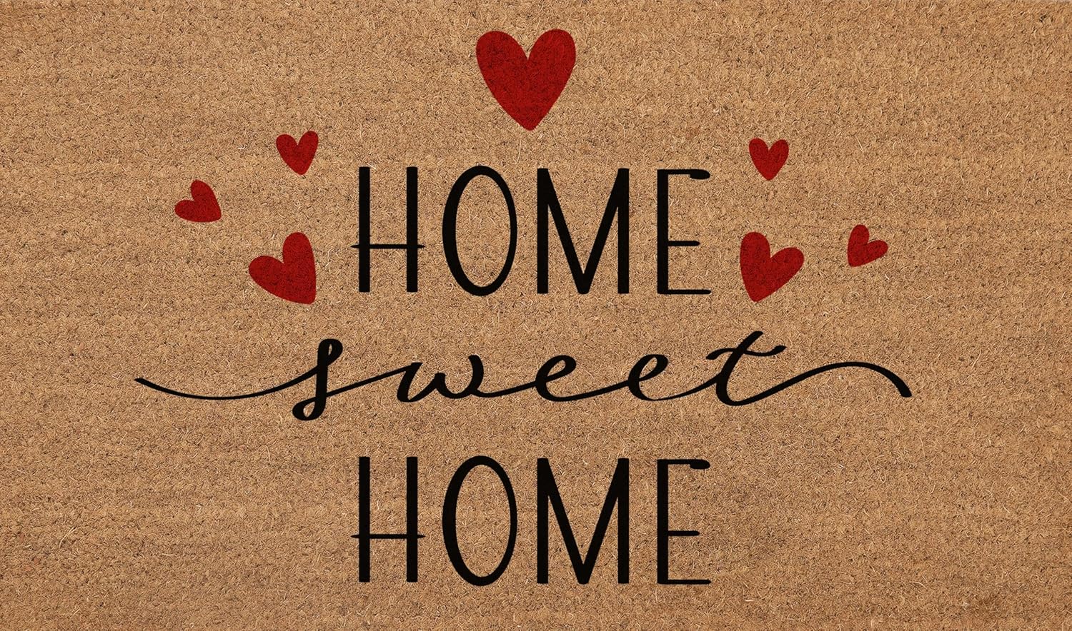 Coir Door Mats 17" X 30", Non-Slip Sturdy, PVC Backed Heavy Duty, Easy to Clean, Ideal for Door Entrance, Patio, Porch, Backyard, Garages, Home Sweet Home with Hearts