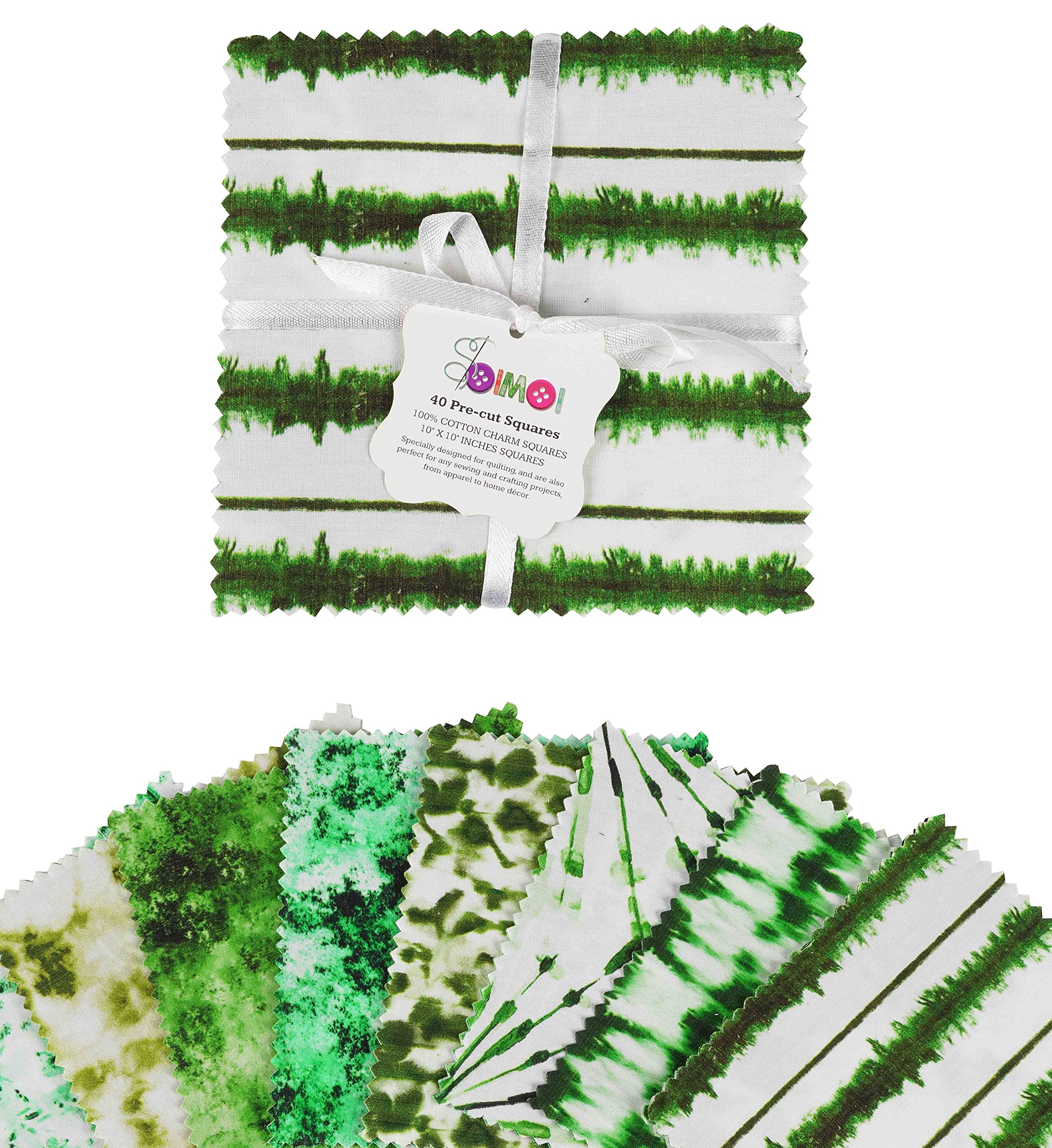 Tissu coton tie et dye en carrés de 10 pouces Soimoi pour patchwork et DIY