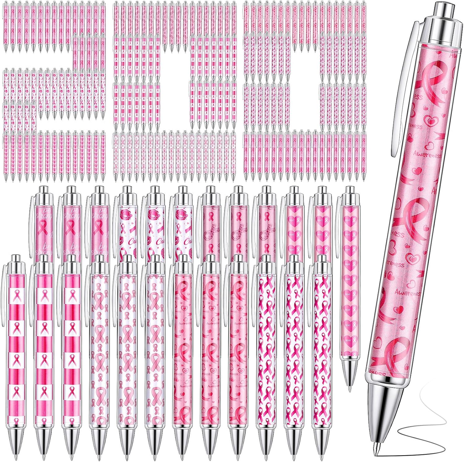 Yeaqee 200 Pcs Breast Cancer Pens Bulk Cancer Awareness