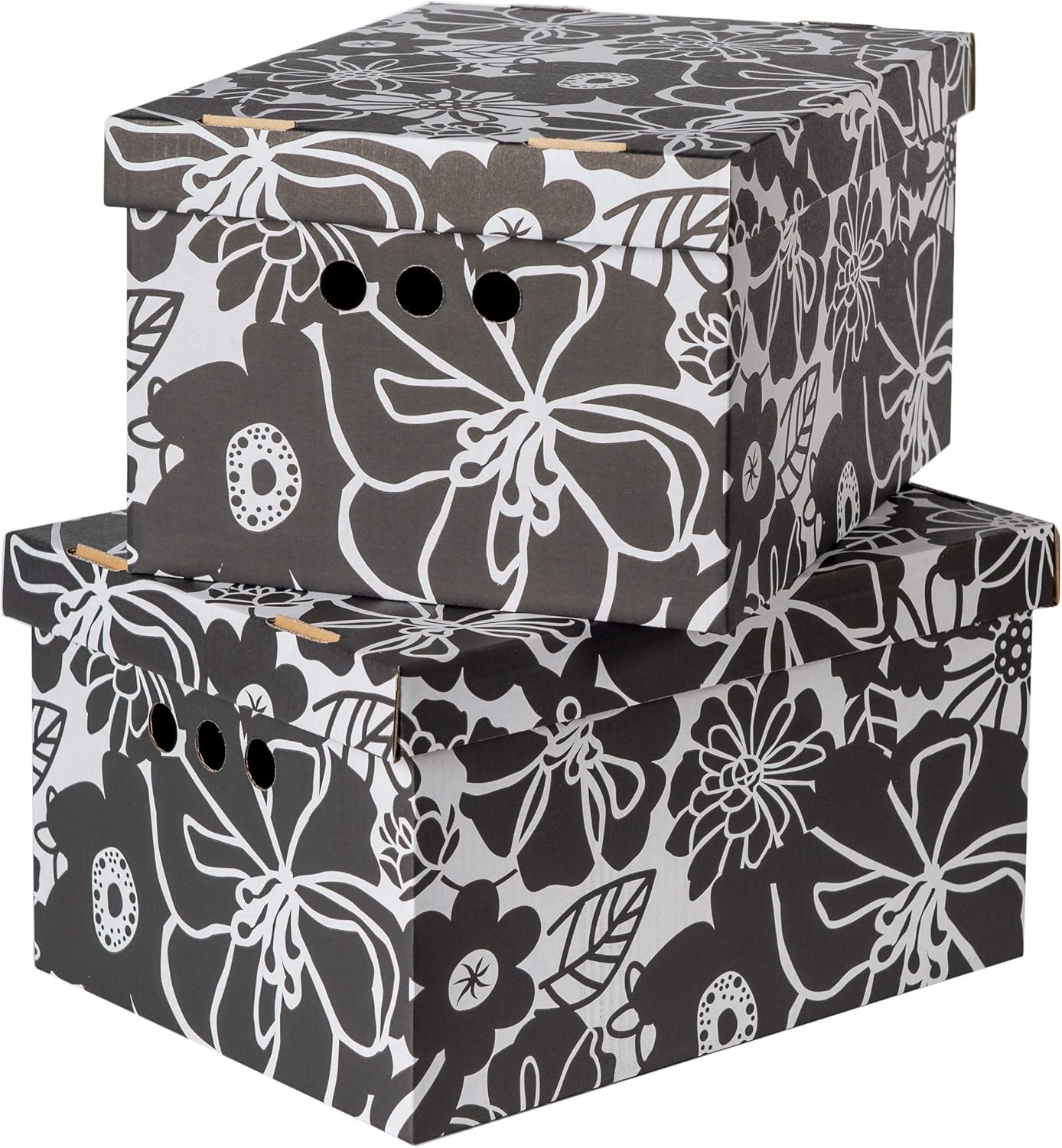 SOFTILLO Pack of 2 Decorative Storage Boxes With Lids Home Office Bedroom Wardrobe Box Organiser