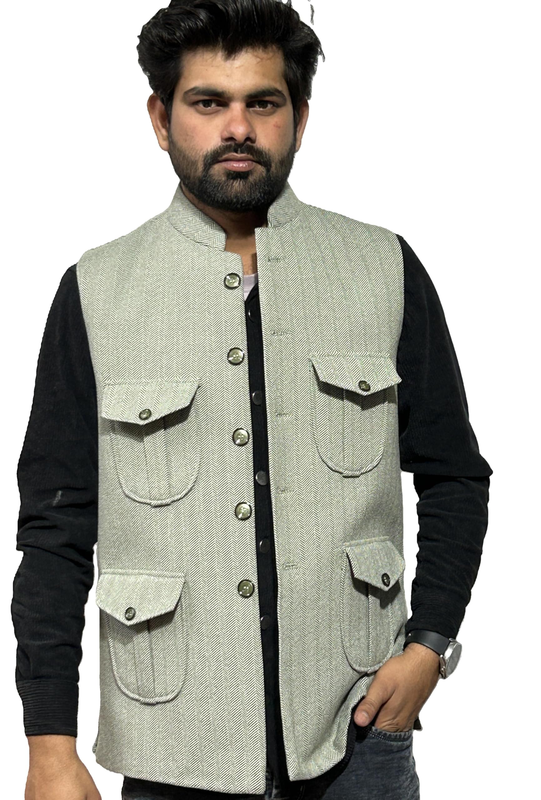 ROCKSY Nehru Jacket, Bandi Modi Koti for Men, Cotton Waistcoat for All Occasion: Diwali, Wedding, Ethnic, Office Party, Formal and casual Look, Color Navy Blue, Size 38-picture-34