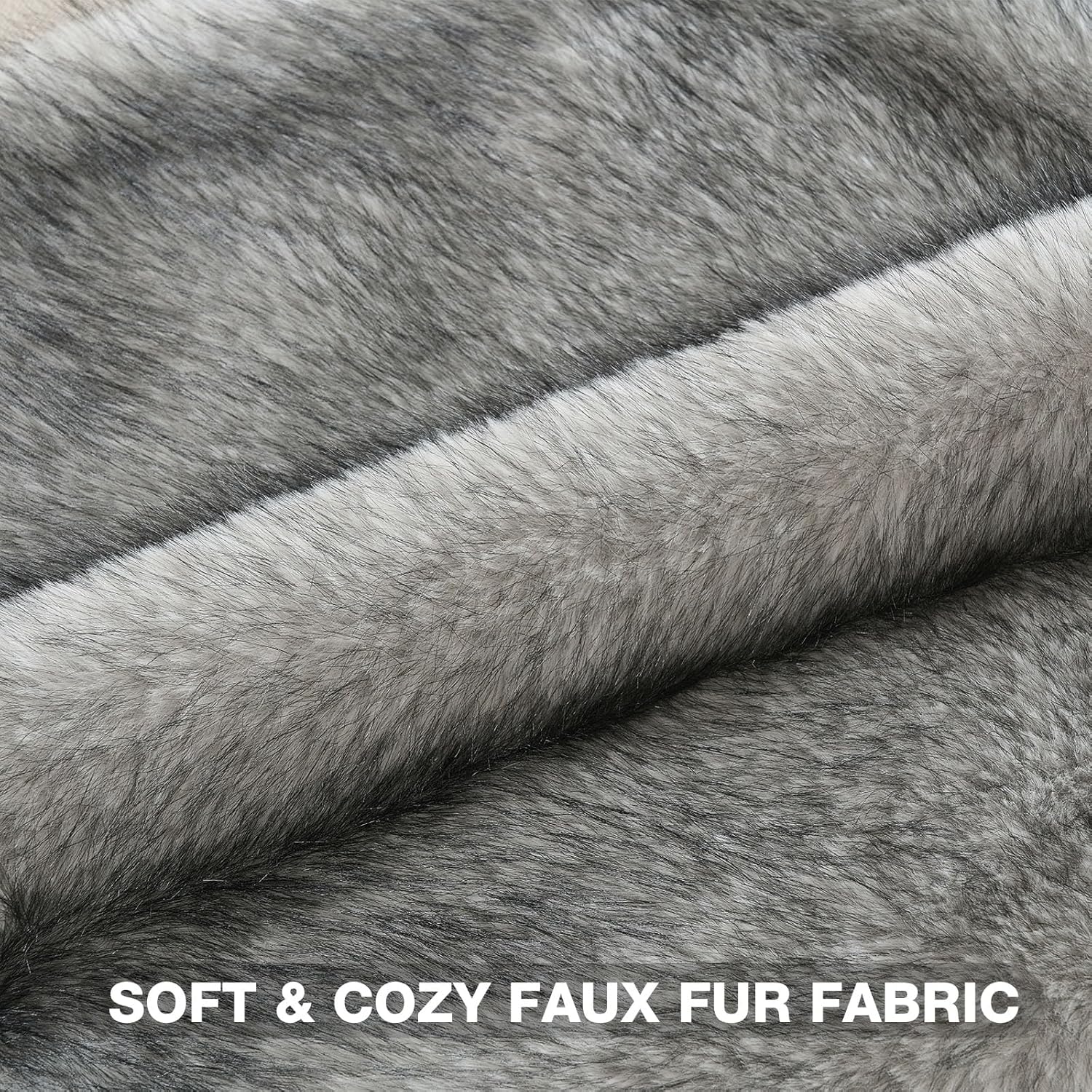 futei black white decorative throw pillow covers 18x18 inch set of 2,soft faux raccoon fur textured cushion case,modern home luxurious decor for couch bed living room black white 18" x 18" (pack of 2)