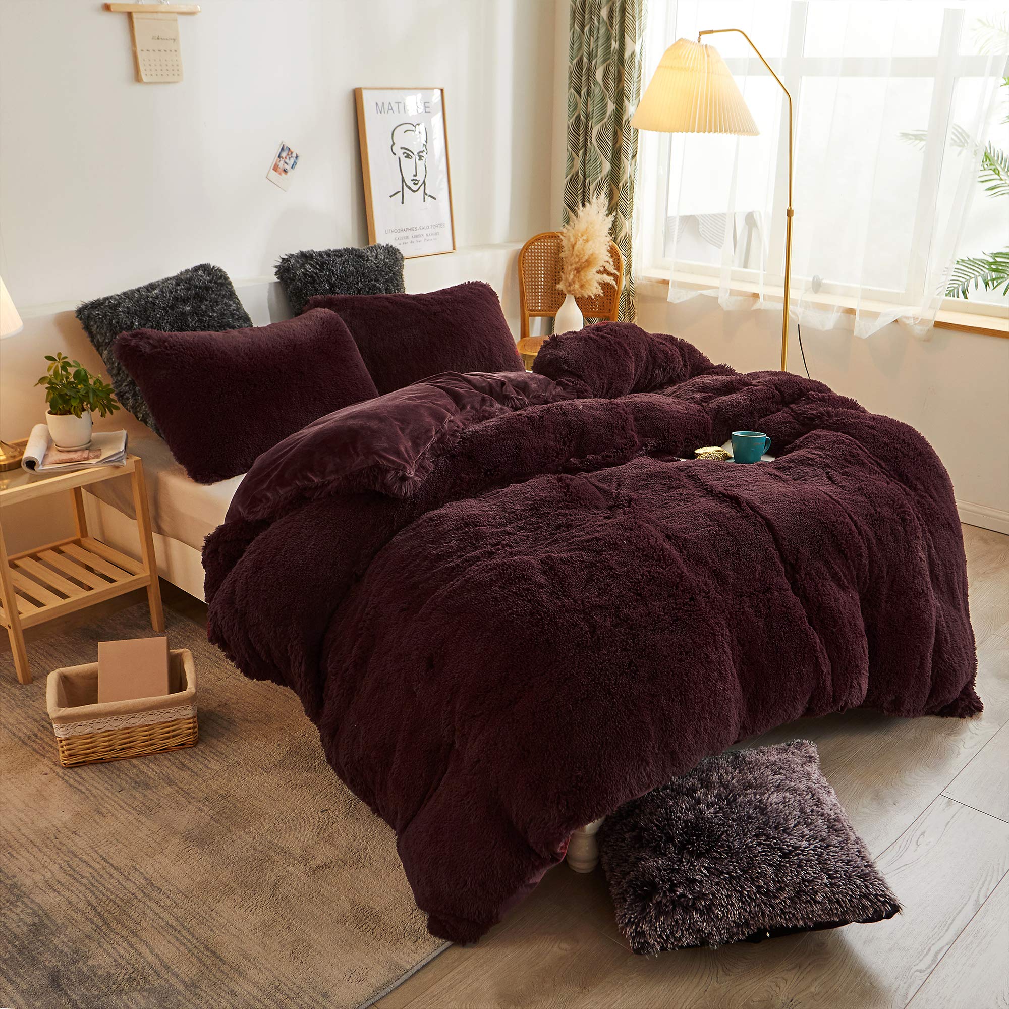 XeGe Plush Shaggy Duvet Cover, Luxury Ultra Soft Crystal Velvet Fuzzy