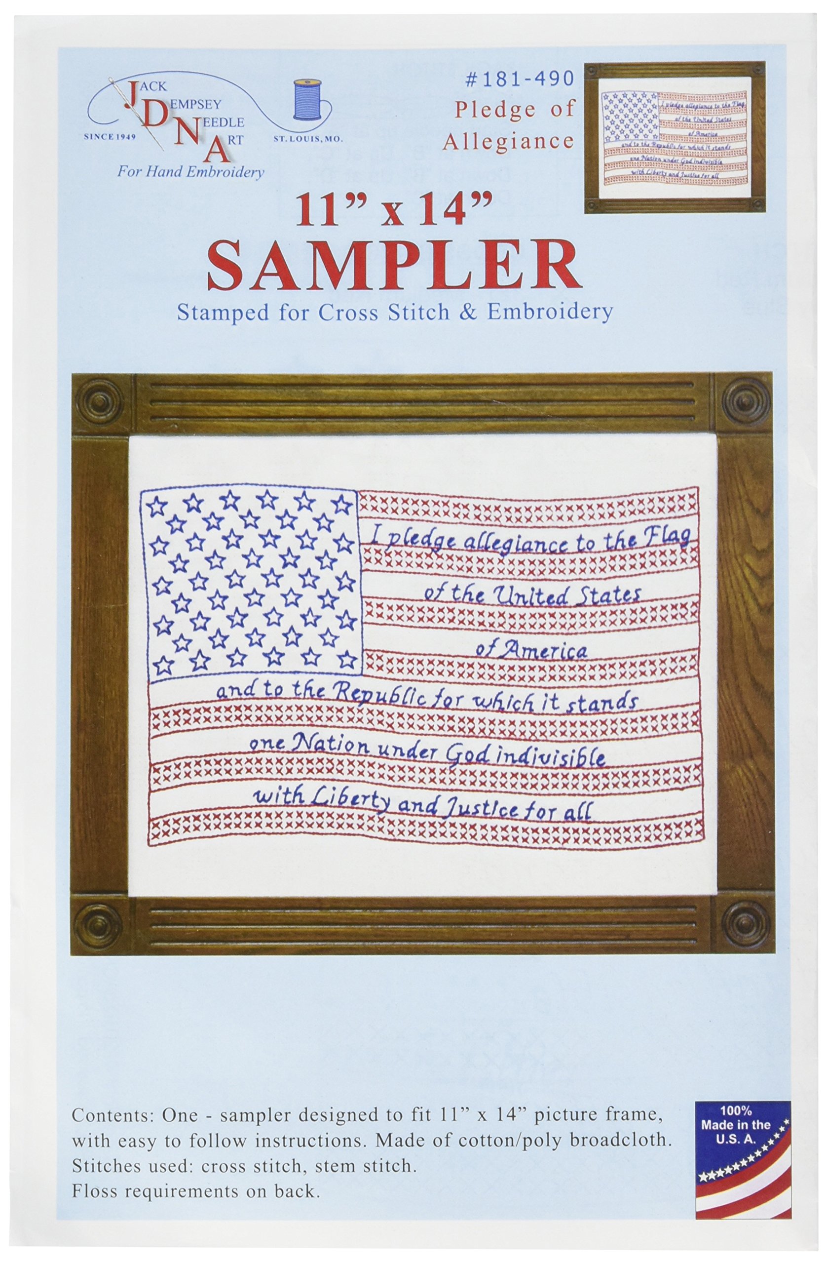 Jack Dempsey Stamped White Sampler 11"X14"-Flag