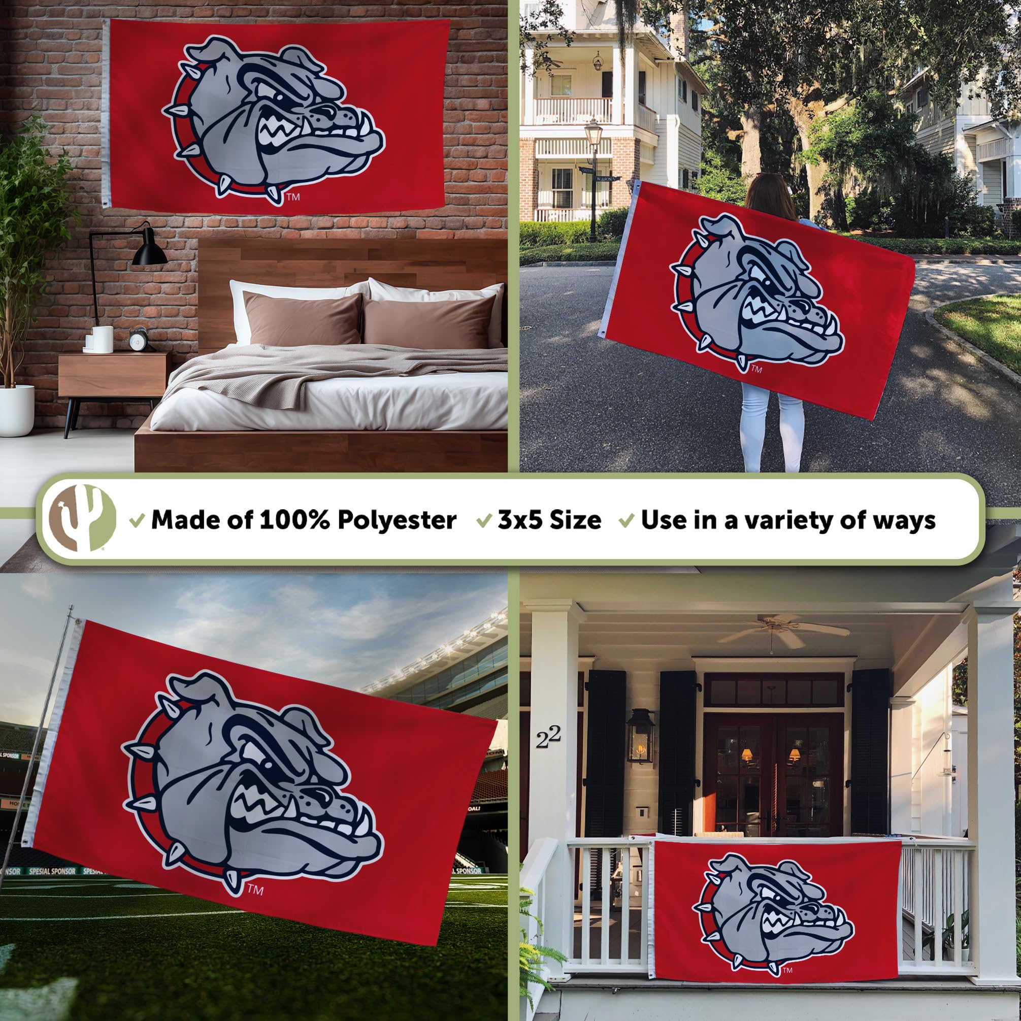 Gonzaga University 3ft X 5ft Polyester Flag - Officially Licensed Indoor/Outdoor Banner - View #4