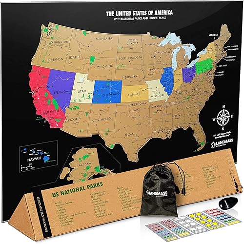 Miniatura 2 de Marco magnético de madera para colgar pósteres de 24 pulgadas + mapa para raspar de los Estados Unidos, impresión de póster de Estados Unidos,