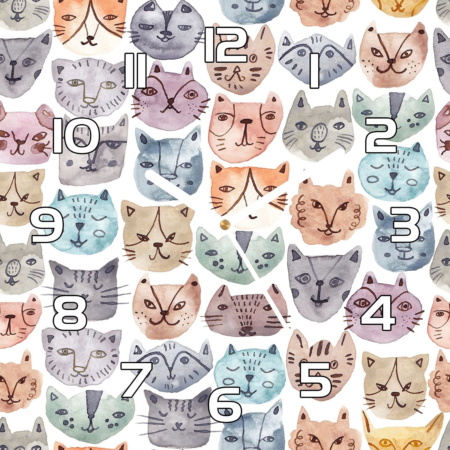 Horloge en verre de sécurité impression moderne haute définition chats mignons