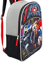 Vista 3 de DC Comics Mochila Superman para niños, mochila escolar de lujo de 16 pulgadas con marcador y calcomanías (suministros escolares de Superman)