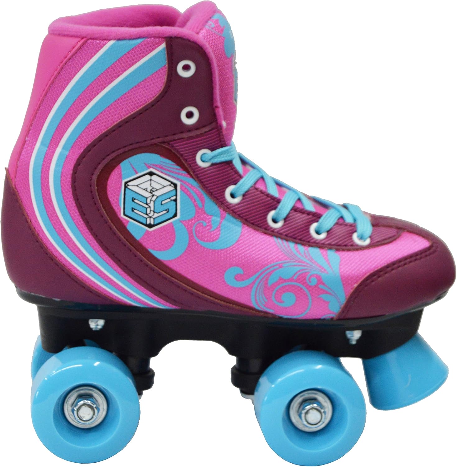 New! Epic Cotton Candy Quad Roller Skates w/2 Pr. Laces (Pink & Blue)