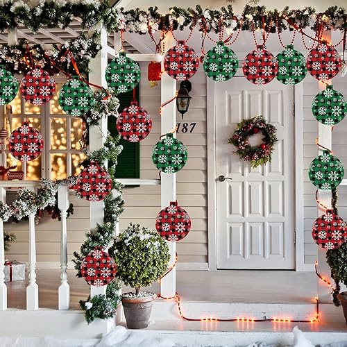 Miniatura 7 de 60 manteles individuales de papel a cuadros de búfalo de Navidad, copos de nieve, para mesa de comedor, manteles individuales desechables esféricos