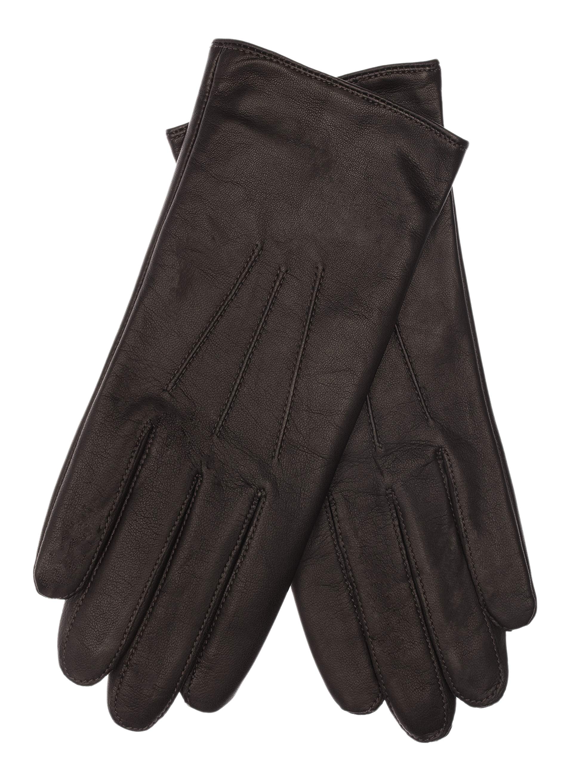 EEM guanti in pelle da donna, morbida pelle italiana, fodera in morbido pile, tre pinces