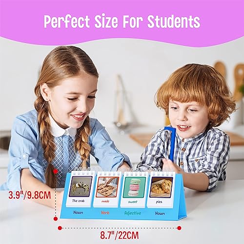 Miniatura 3 de Rotafolios de oraciones, 80 tarjetas de doble cara en sustantivoverboadjetivopreposición, 40 nuevas oraciones, herramienta de aprendizaje educativo