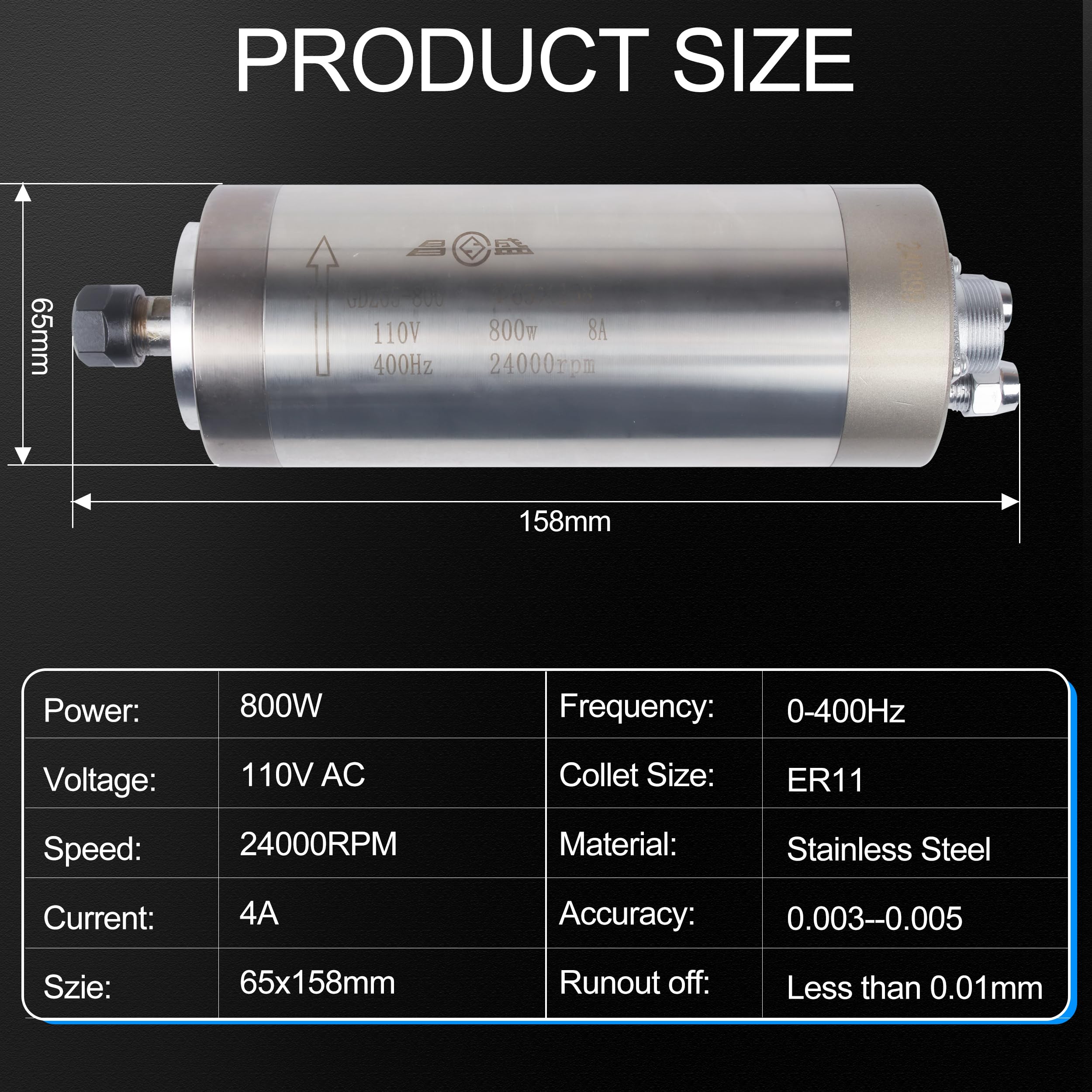 Replacement Router Motor Snapklik.com : CNC Router Motor 08KW 800W Water Cooled Spindle Motor ...