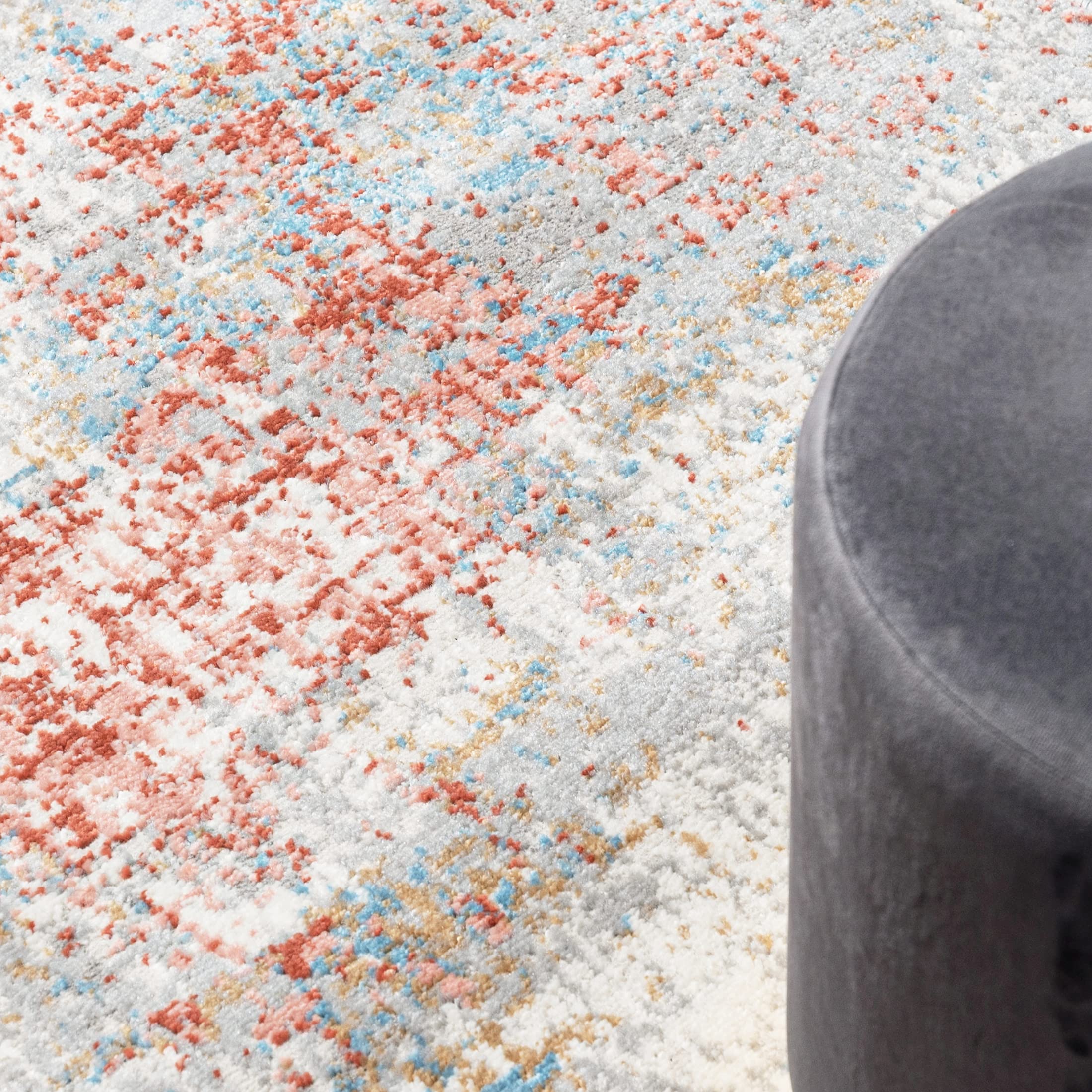 Mazovia Runner Carpet Gang - Moderne Loper Tapijt Bende - Kortpolig Vloerkleed - Keukenloper voor Hal, Slaapkamer, Keuken, Gang - Patroon Abstract - Keuken Loper 100x300 cm - Grijs Bleuw 1