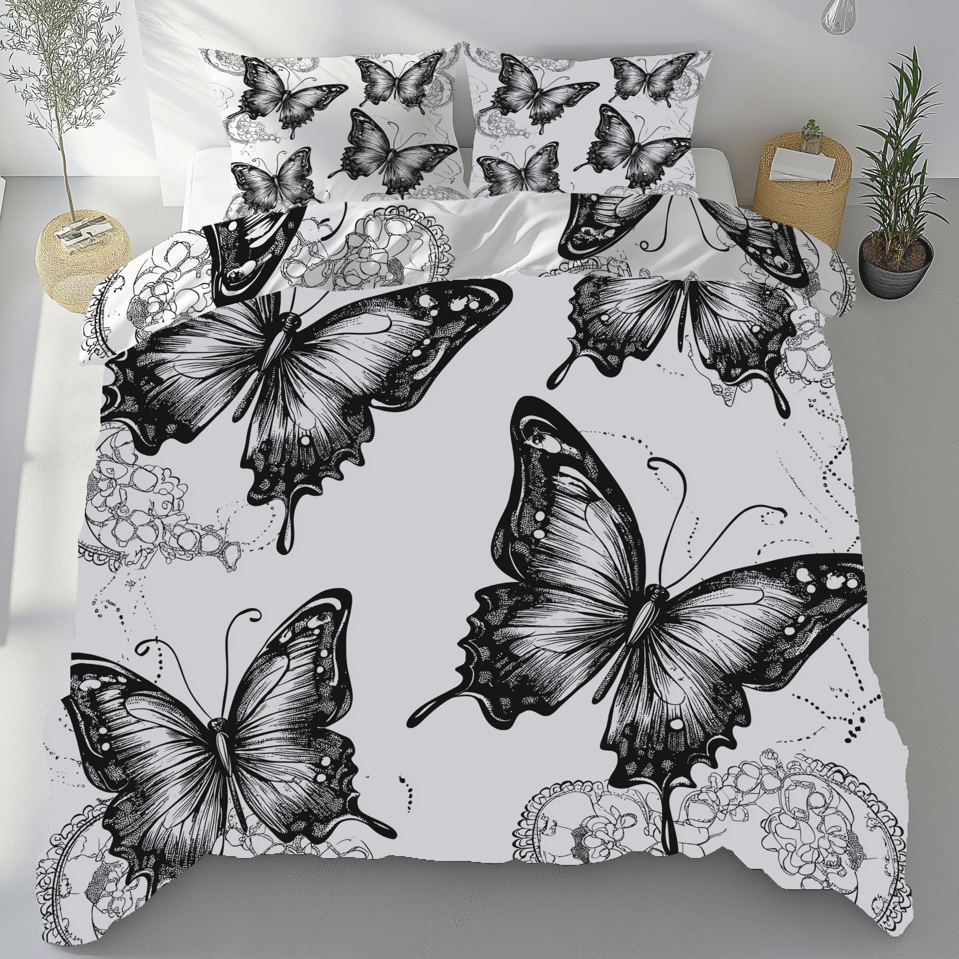 Housse de couette insecte gothique microfibre zippée pour lit 2 personnes