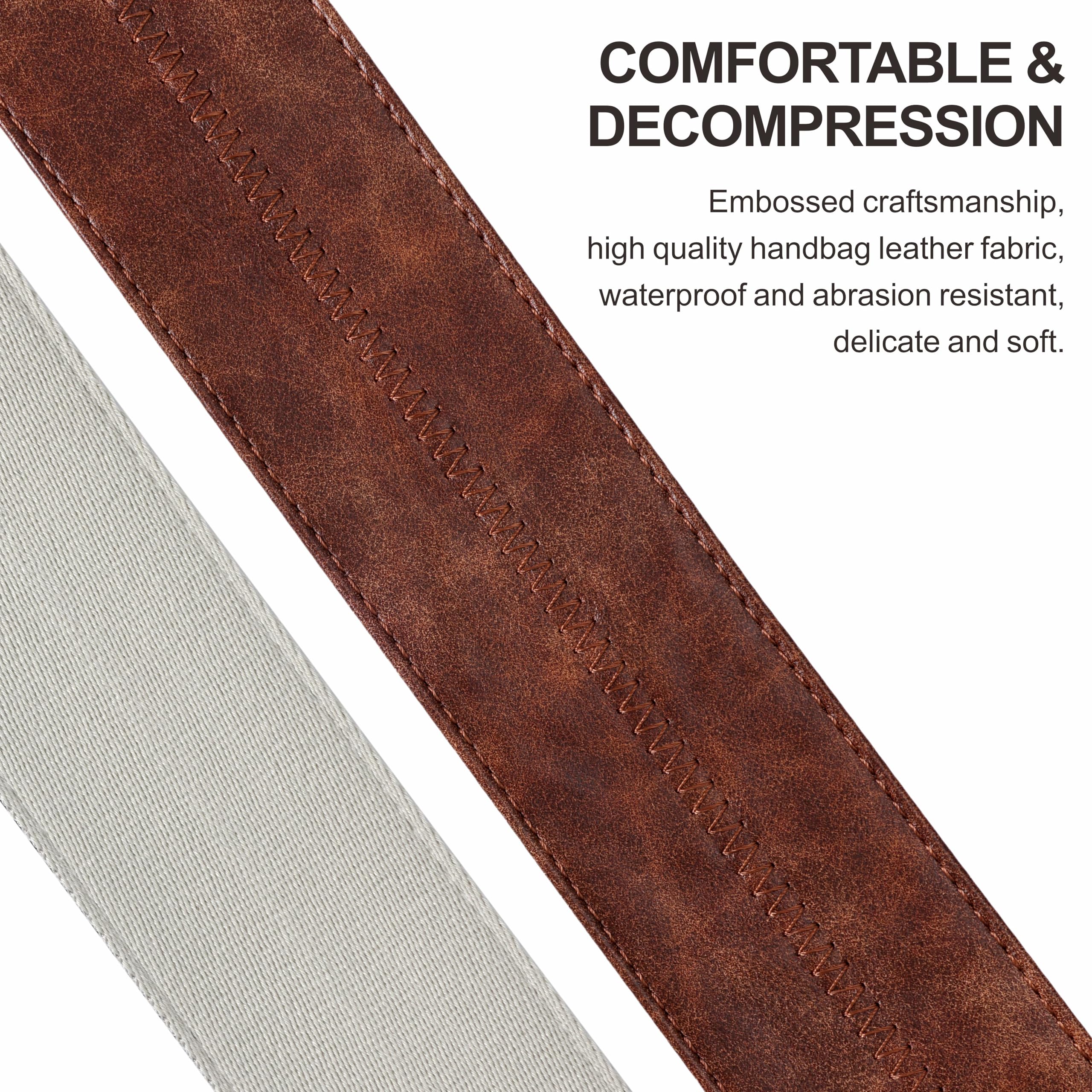 Nefelibata Gitarrengurt mit Plektrentasche, 5,8 cm, weiches veganes Leder, 60er-Jahre-Stil, Braun