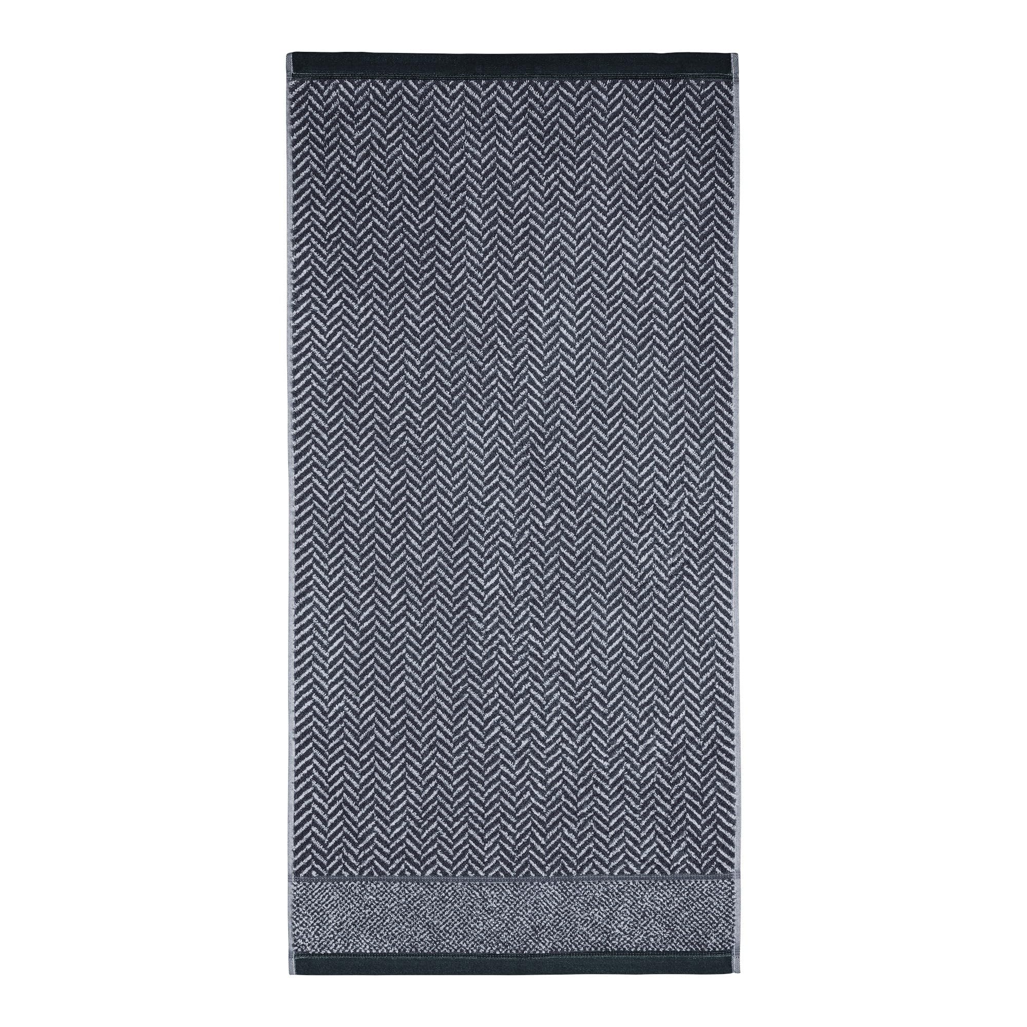 herzbach home Set Di Asciugamani Telo Bagno 100% Cotone 70x140 cm a disegni, antracite
