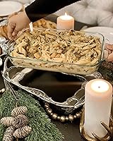 Vista 5 de Arthur Court Soporte para platos de cazuela de vidrio Pyrex de metal, diseño de flor de lis, fundido en arena en aluminio con calidad artesanal