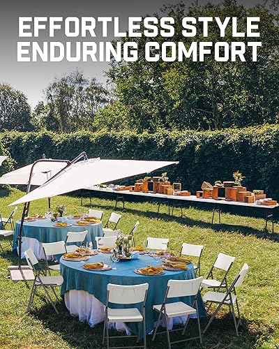 Miniatura 8 de FanttikOutdoor Silla plegable de plástico portátil, para interiores y exteriores, cómodo asiento de oficina resistente con marco de acero, capacidad