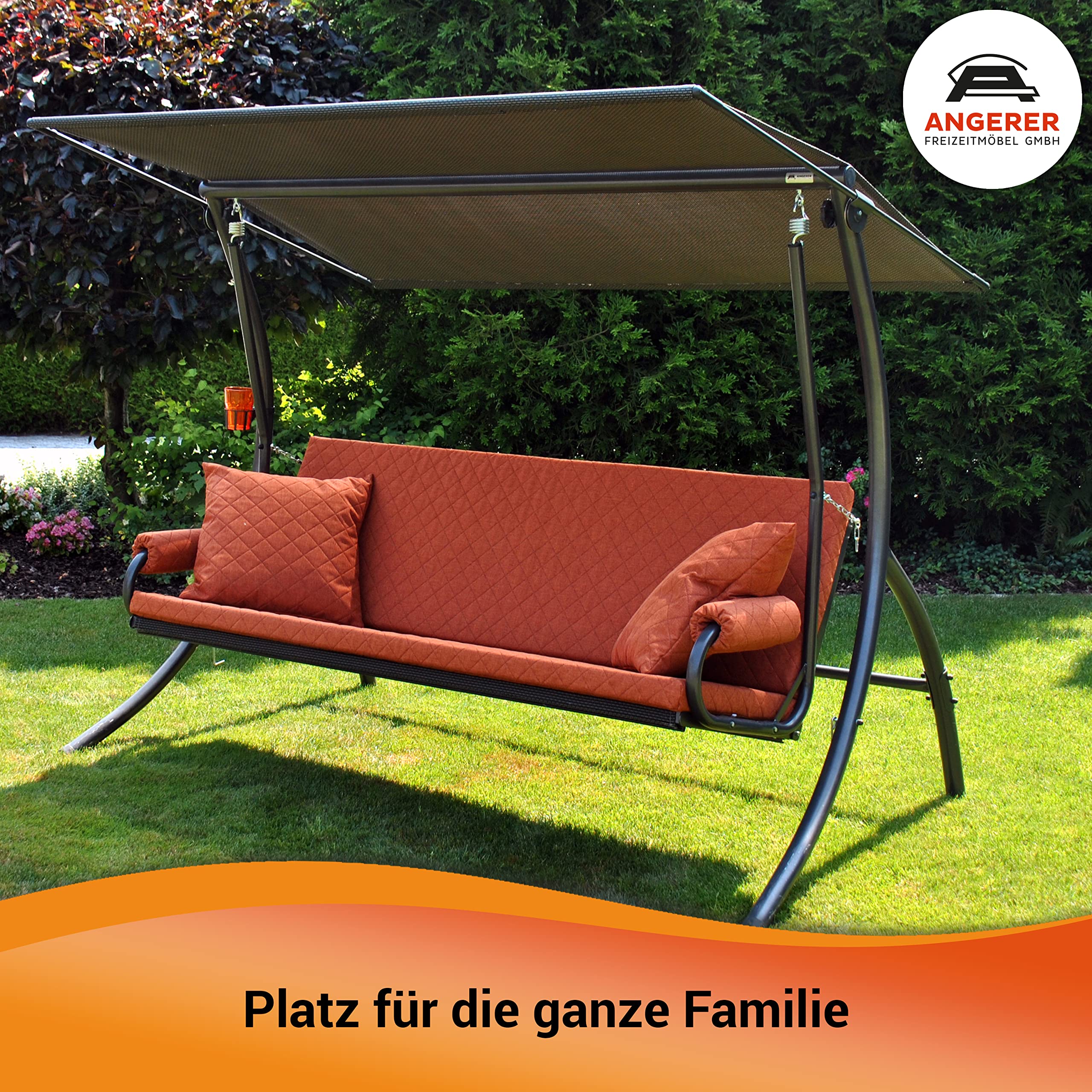 ANGERER Hollywoodschaukel Elegance Joy – Schaukel zum Sitzen, Liegen & Entspannen, inkl. Bett-Funktion, einfache Montage, Made in Germany, hochwertiger Stoff, Hellgrau