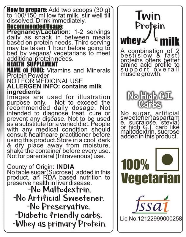 Image of Advanta Sugar Free Whey Protein Powder for Pregnant Women as Snack for Pregnancy & Breastfeeding Mothers - 500g Elaichi Pista