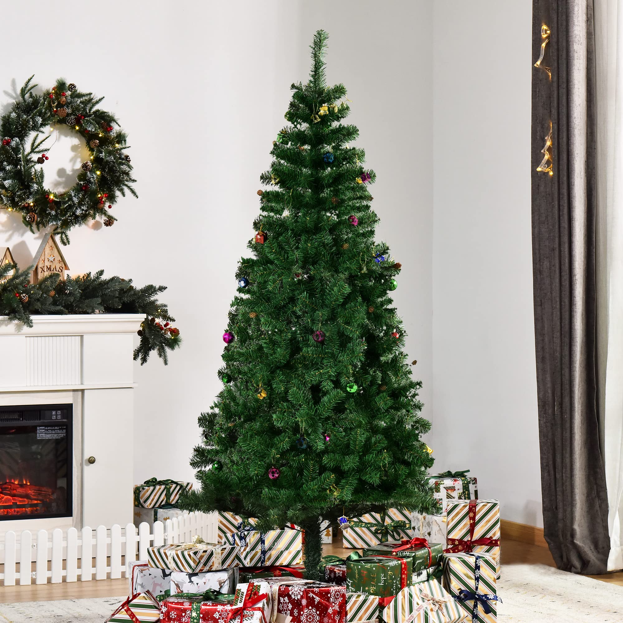 Árbol de Navidad + Decoracion INCLUIDA Pino Abeto 180x106 cm 624 Ramas PVC Verde
