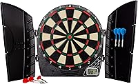Franklin Sports Electronic Soft Tip Dartboard with Digital Scoreboard, 65 Games, Cabinet & 6 Darts