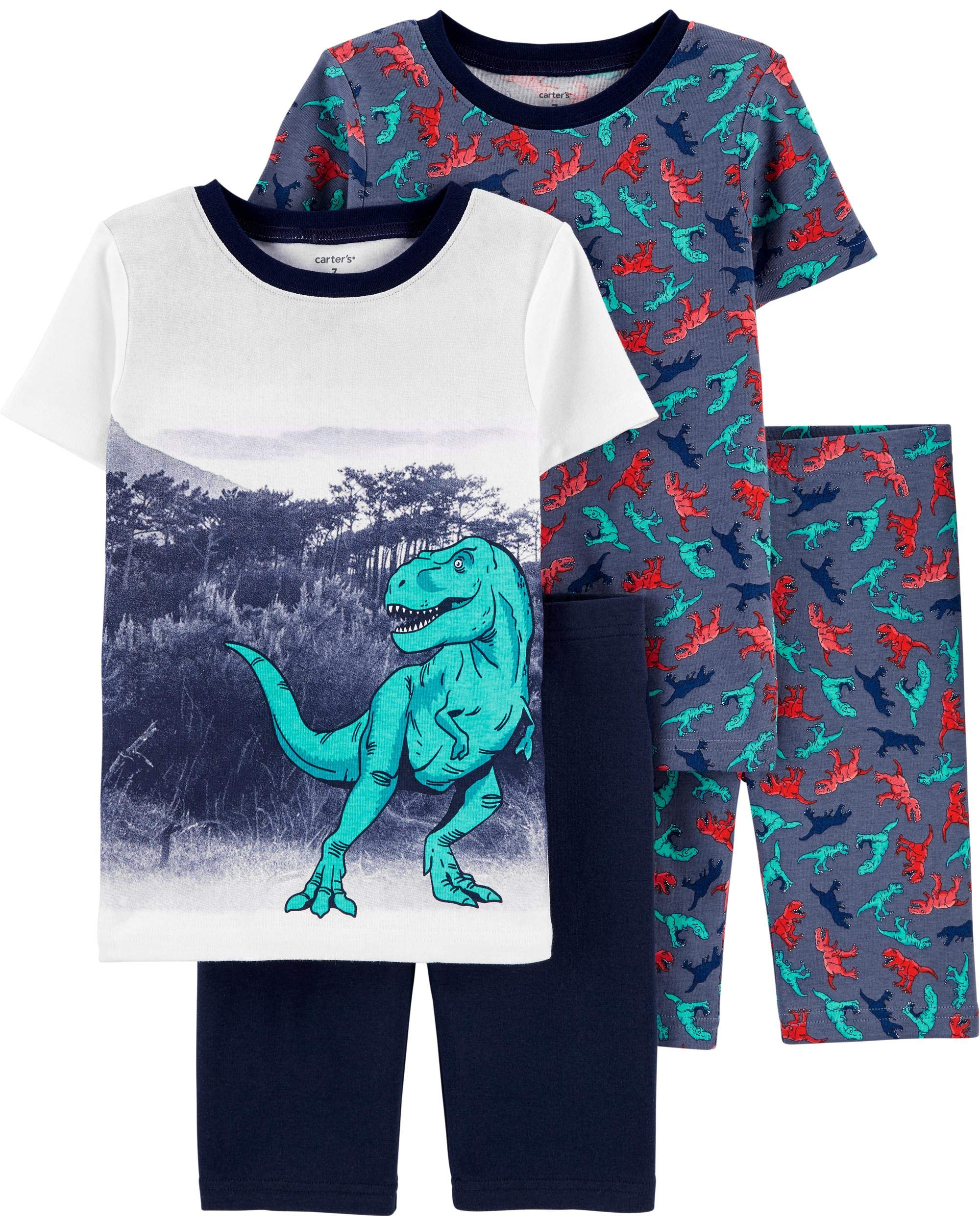Carter's Pajamas de algodón de 4 piezas para chicos Snug Fit (dinosaurio, 4), Dinosaur, 4