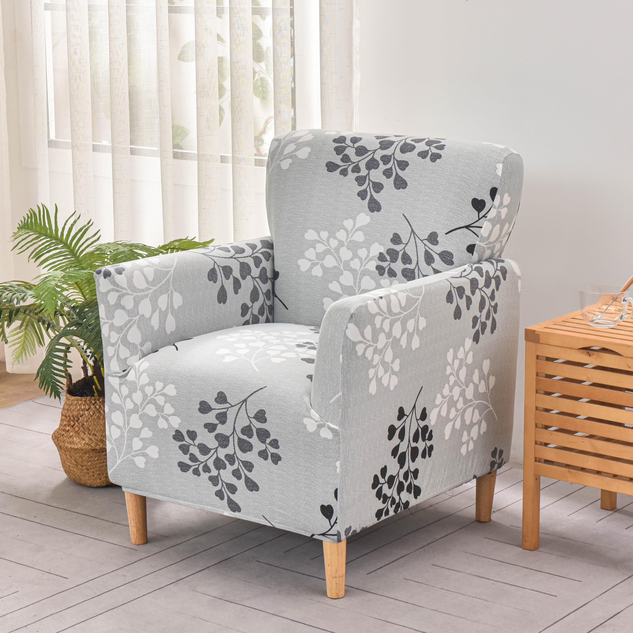 LiveGo Stretch Mid Century Modern Armchair Slipcover 1-Piece Accent Chair Covers with Arms Soft Chair Slipcovers for Living Room Armchair Furniture