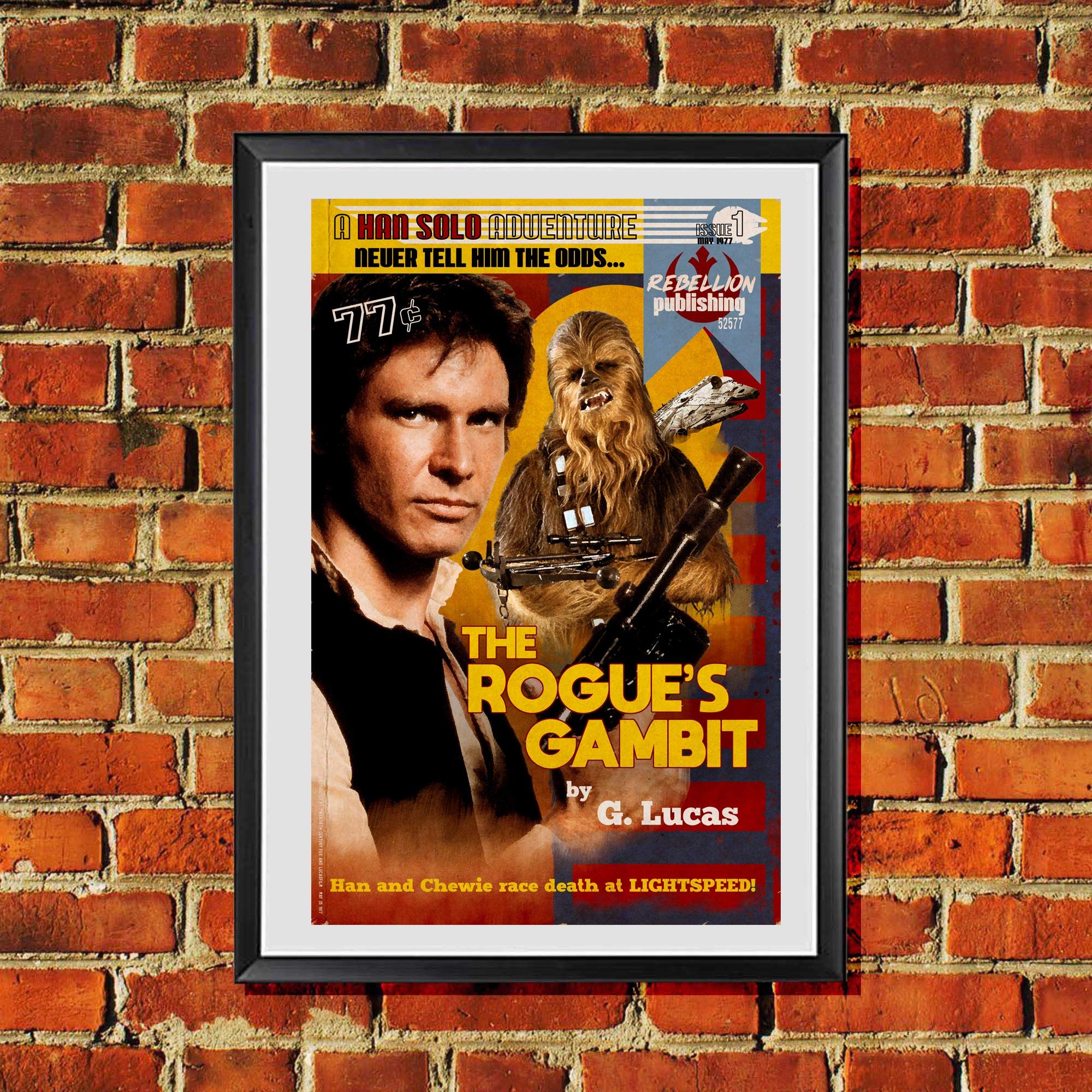 Star Wars Han Solo Chewbacca"The Rogue's Gambit" Pulp Book Cover Artwork Original Art Print 11x17