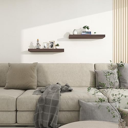 Miniatura 8 de Estante flotante, estante de pared, estantes decorativos para montar en la pared, juego de 2 estantes colgantes, paquete de 2 unidades de 24