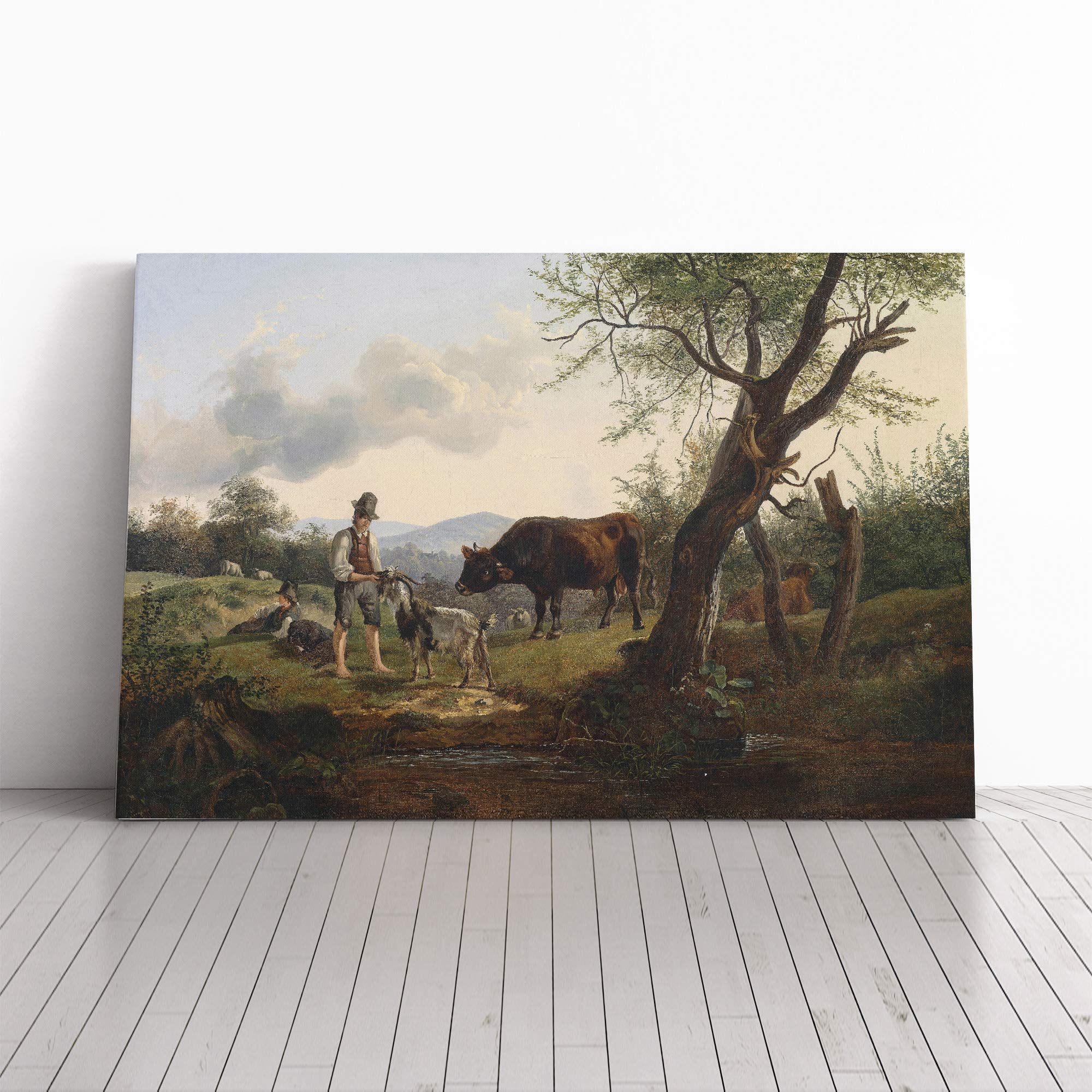 Friedrich Gauermann Landscpae Canvas Print | Gallery Wrapped 30mm Frame Wall Art | 30x20 inches | Ready to Hang | Modern Picture | Living Room Bedroom Lounge Office