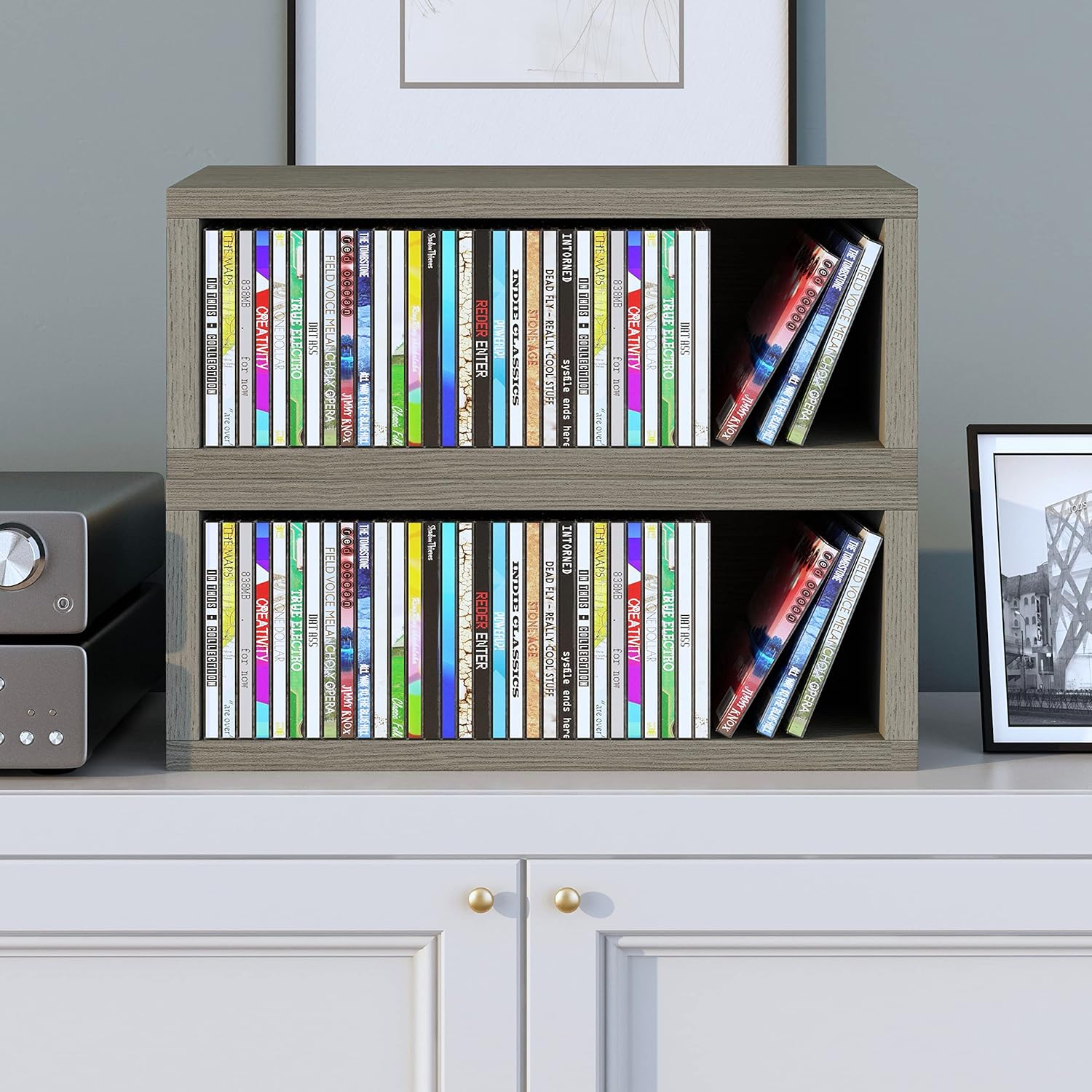 Amazon.com: Way Basics 2 Pack Stackable Media Storage CD Rack Shelving ...