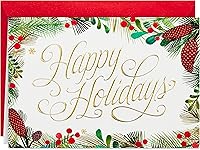 Hallmark Festive Greenery Boxed Holiday Cards - 40 Elegant Gold Foil Christmas Cards with Envelopes