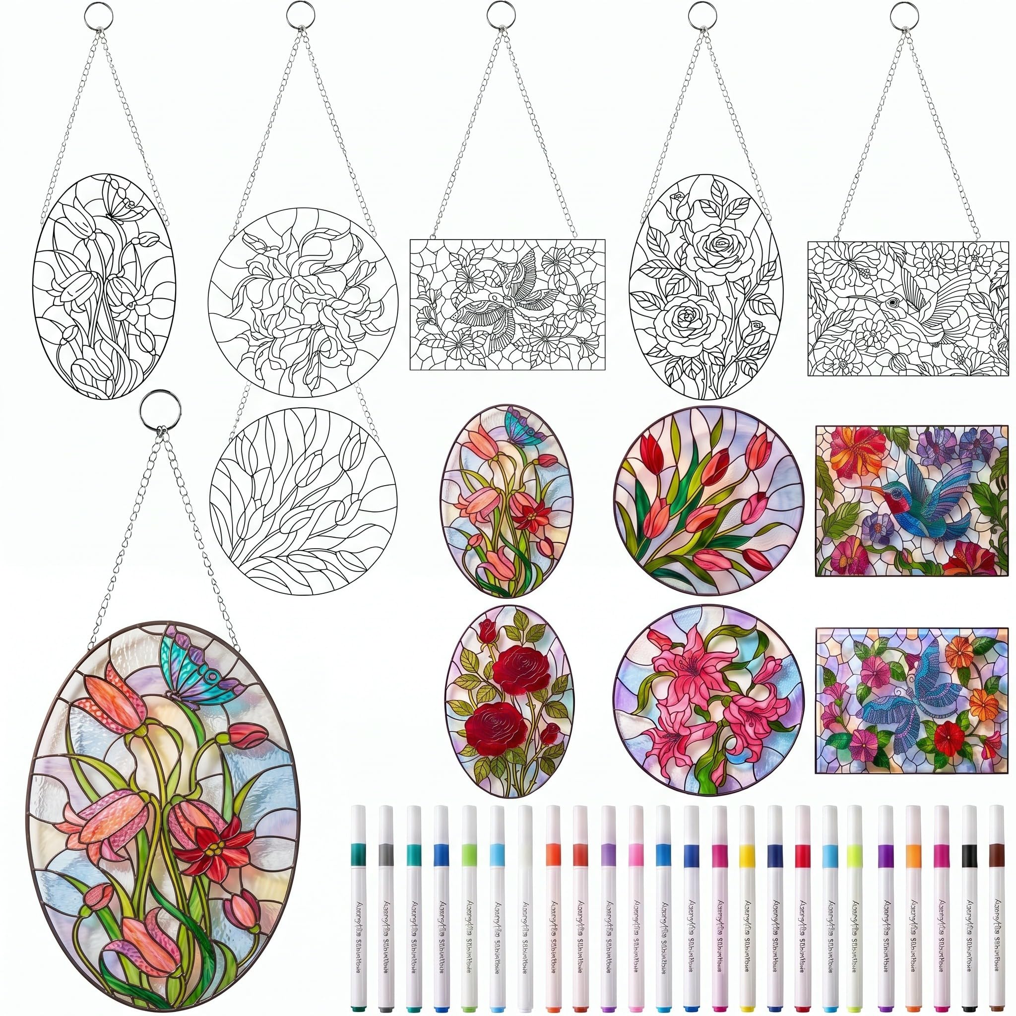 DIY Suncatcher Crafts Kit - Paint Floral Window Art -9