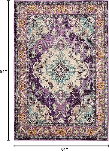 Miniatura 369 de Safavieh Tapete de área grande, colección Monaco, 11 pies x 15 pies, azul marino y celeste, diseño desgastado de medallón, no desprende pelusa