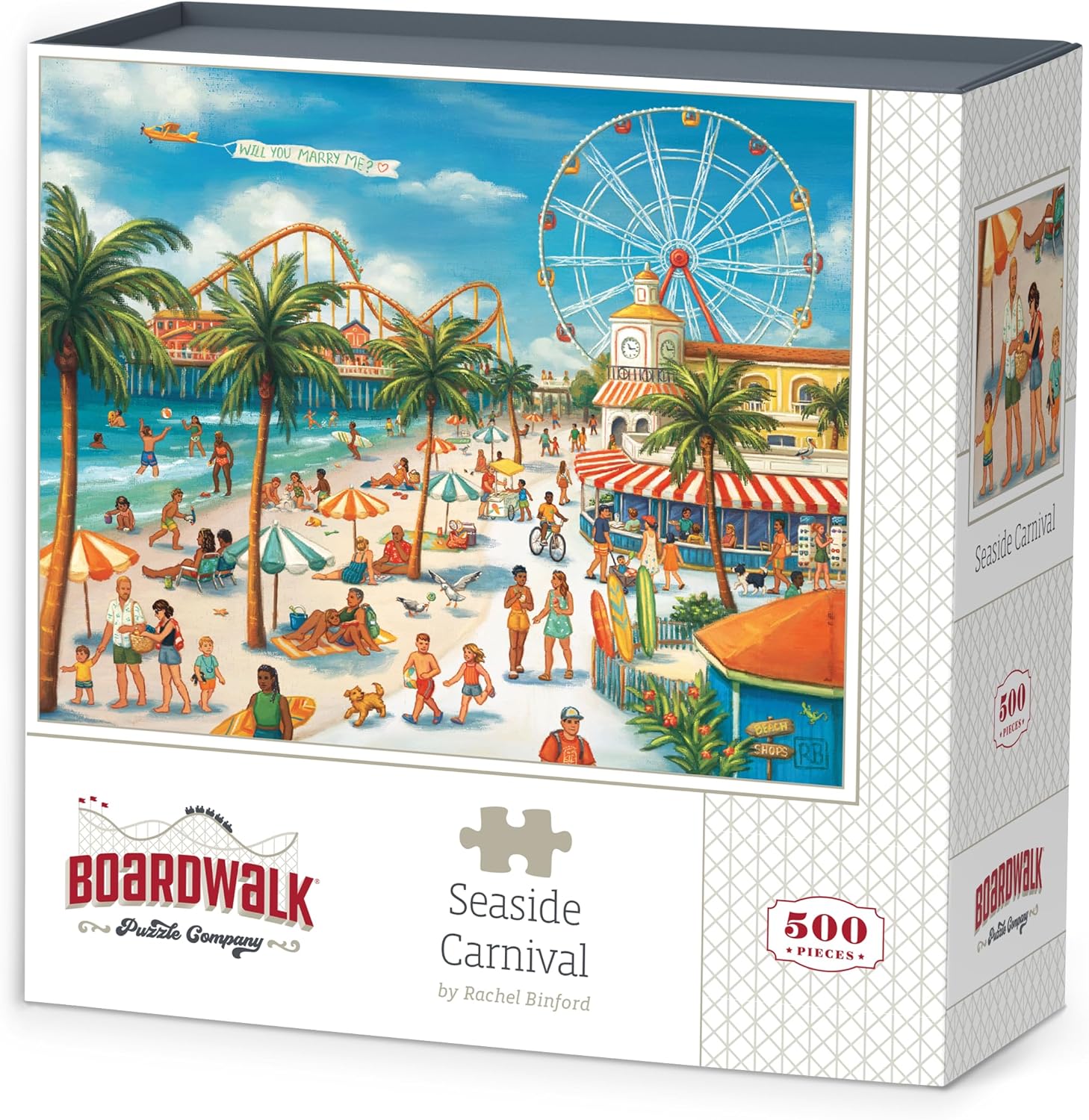 Boardwalk Puzzles Seaside Carnival, 500 Piece Jigsaw Puzzle for Adults, Made in USA