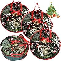 Vista 1 de Coume 4 bolsas de almacenamiento de coronas de Navidad, contenedor para coronas con ventana transparente para decoraciones de Navidad, bolsas