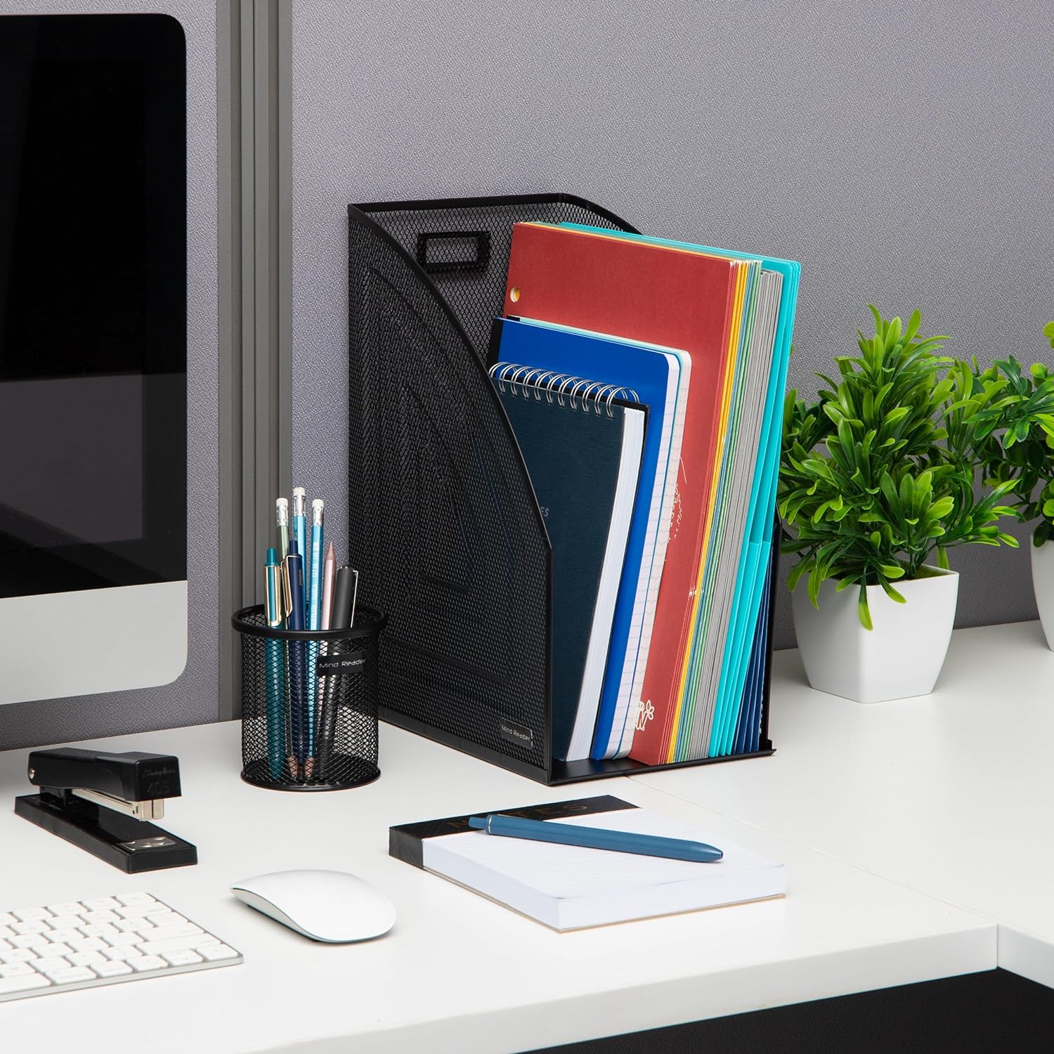 Black Steel Mesh Jumbo Magazine File Organizer Set