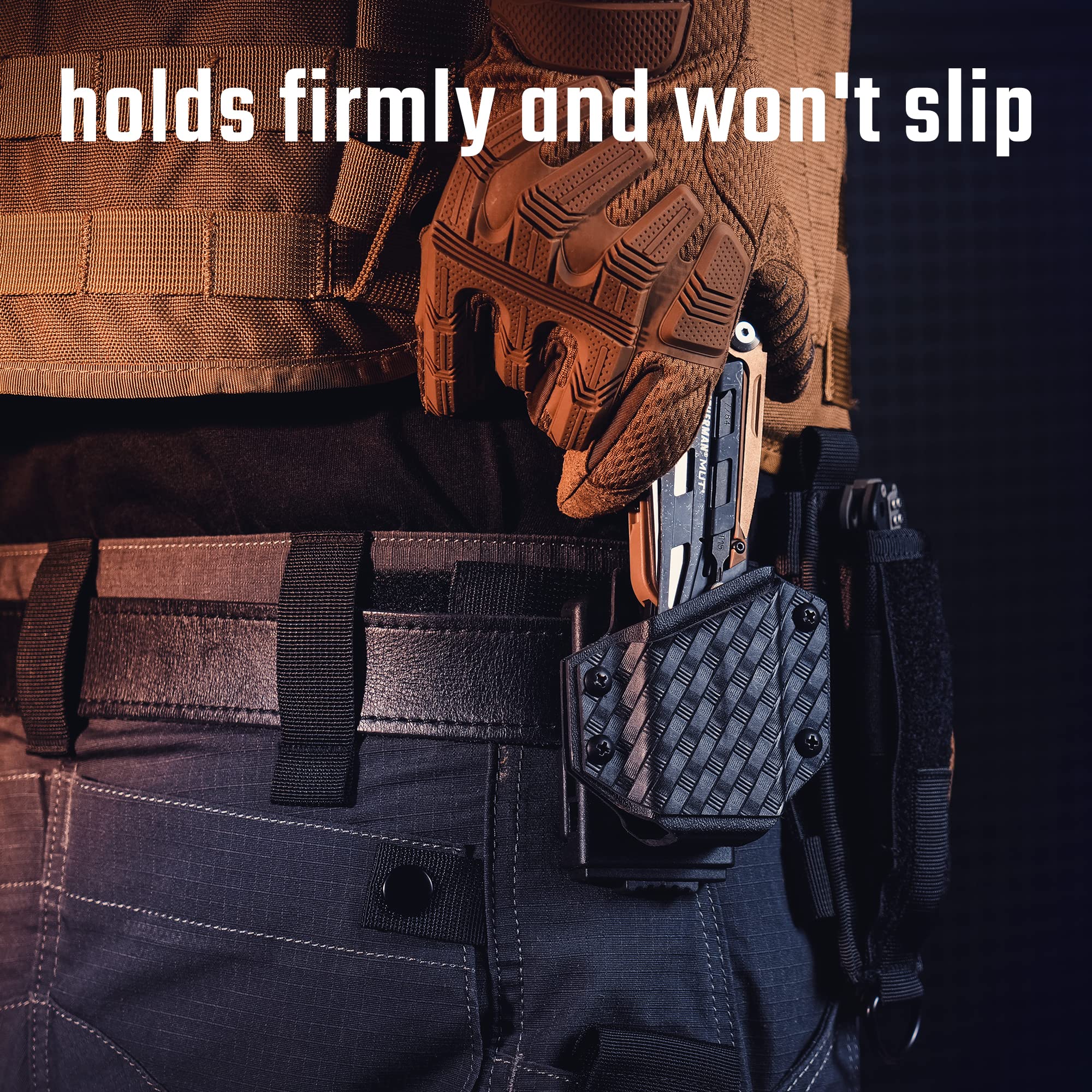 TACTICAL GEEK TGCode G4 Funda de Kydex para LEATHERMAN Multiherramienta, con Ajuste automático, se Adapta a la mayoría de los Anchos de cinturón de Las multiherramientas, Abrazadera de Funda de Nylon