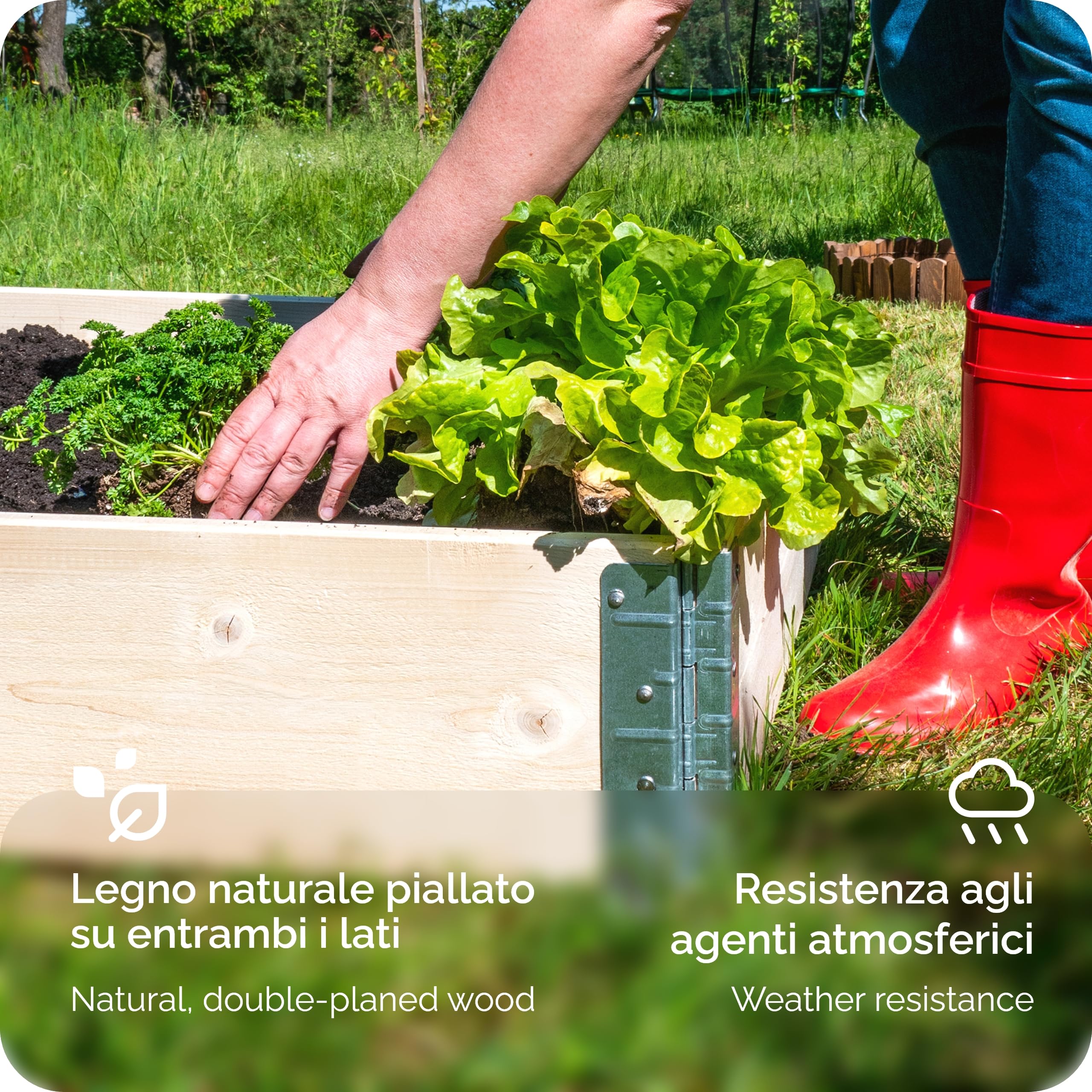 Garronda Orto Rialzato da Esterno – Fioriera in Legno Naturale, Impilabile, Pieghevole, Modulare, per Piante, Fiori, Erbe, Frutta e Verdura 1 pezzo 60x40x20 cm GD-0141