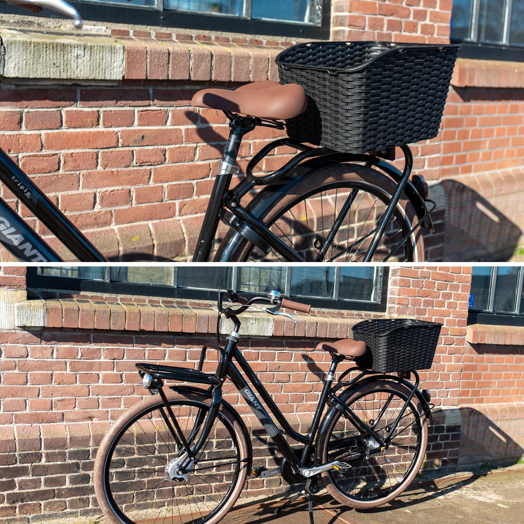 FAST RIDER Dante Fahrradkorb Schulranzen Hinten, 27L Korb für Heckträger, Bike Basket aus Plastikgeflecht, Inklusive Montage, Wetterbeständig - Schwarz