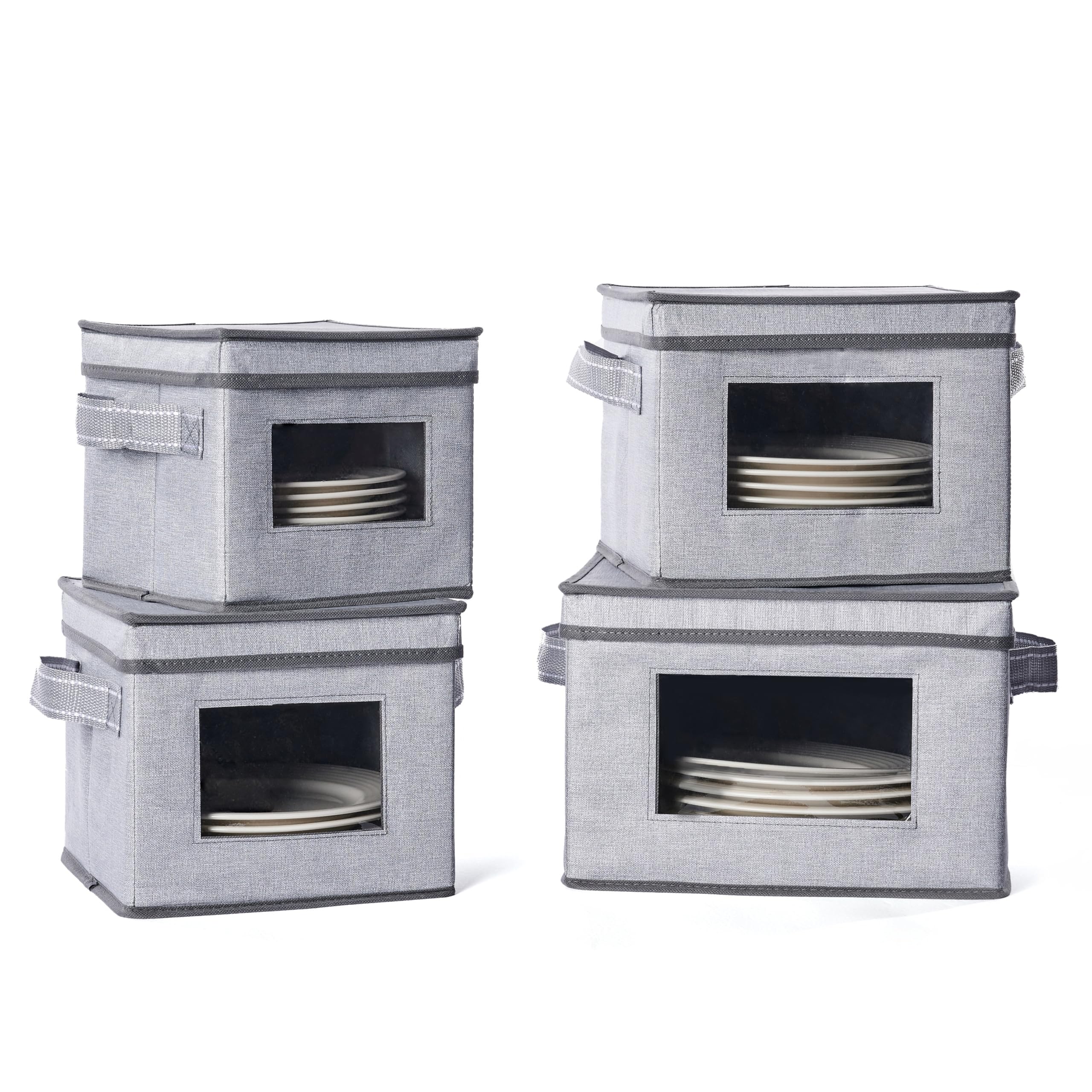 VENO 4 Größen Teller Organizer Geschirr-Aufbewahrungsbox mit Deckel und Griffen, Teller Umzugskartons, Transport, Schutz, inklusive Trennwände (4 Größen Bundle, für 48 Teller) Küche, Haushalt & Wohnen
