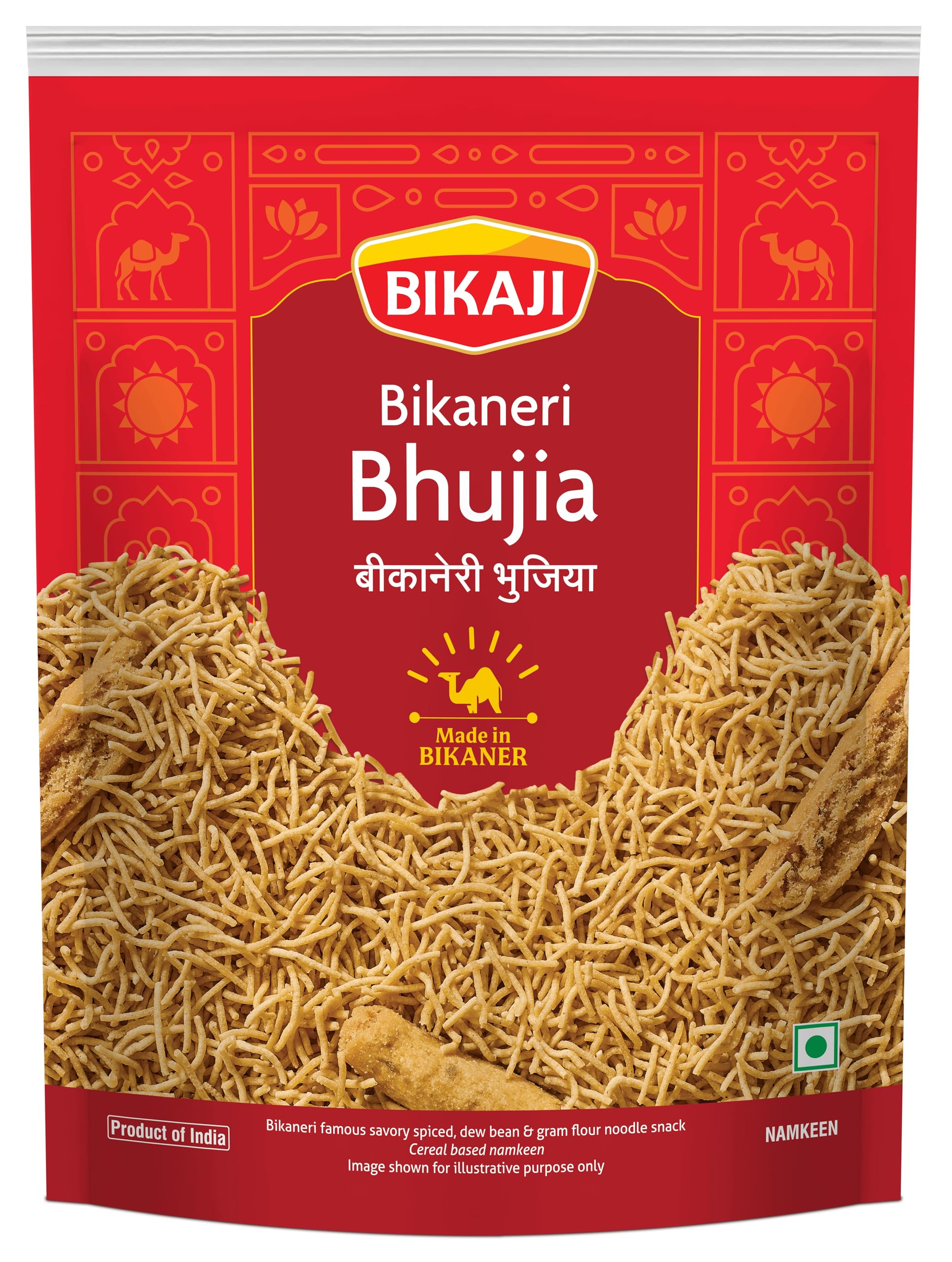 Bikaneri Bhujia 1kg (35.27oz) | Authentic Indian Savory Snack | Spicy Dew Bean & Gram Flour Sev Noodles | Traditional Bikaner Recipe | Crunchy Tea-Time Namkeen | Made in India | Vegetarian Snack