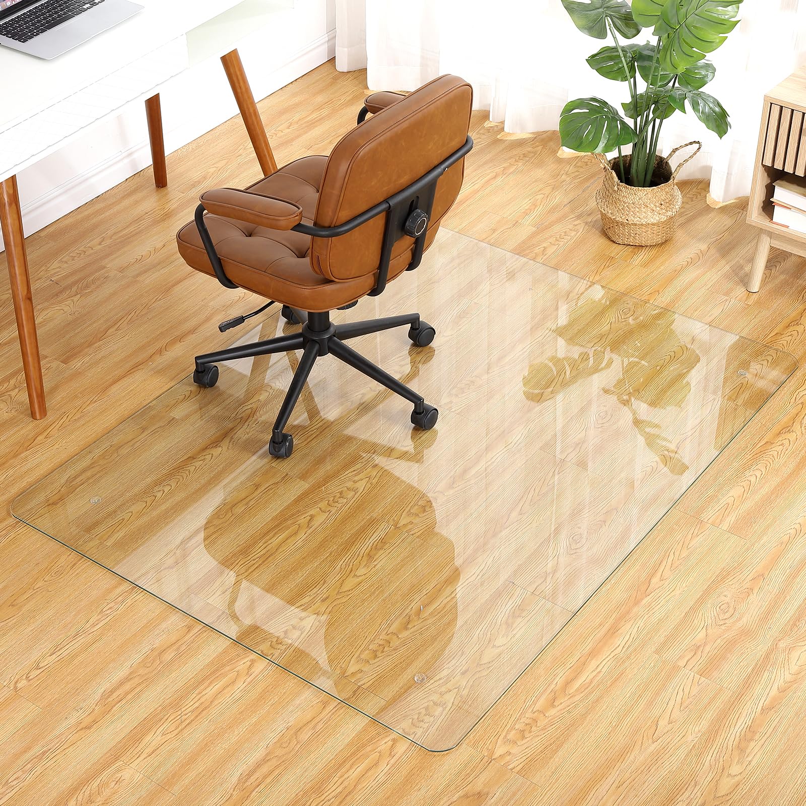 Tempered Glass Floor Mat, 46" x 55" Office Chair Mat with