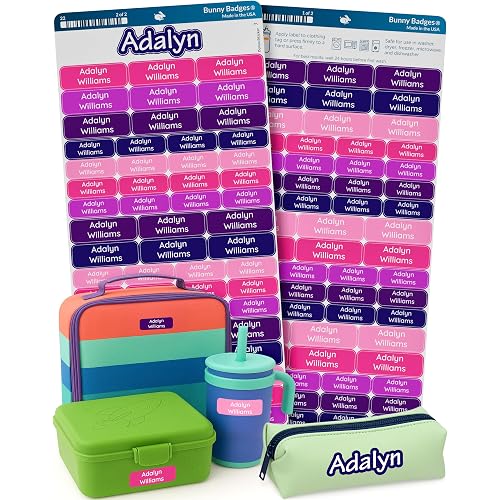Personalized Daycare Name Labels for Kids (120 Labels) Custom Label for Clothing Tag - Waterproof Name Stickers for Clothing Tags, Bottles, Backpacks and School Supplies (Berry)