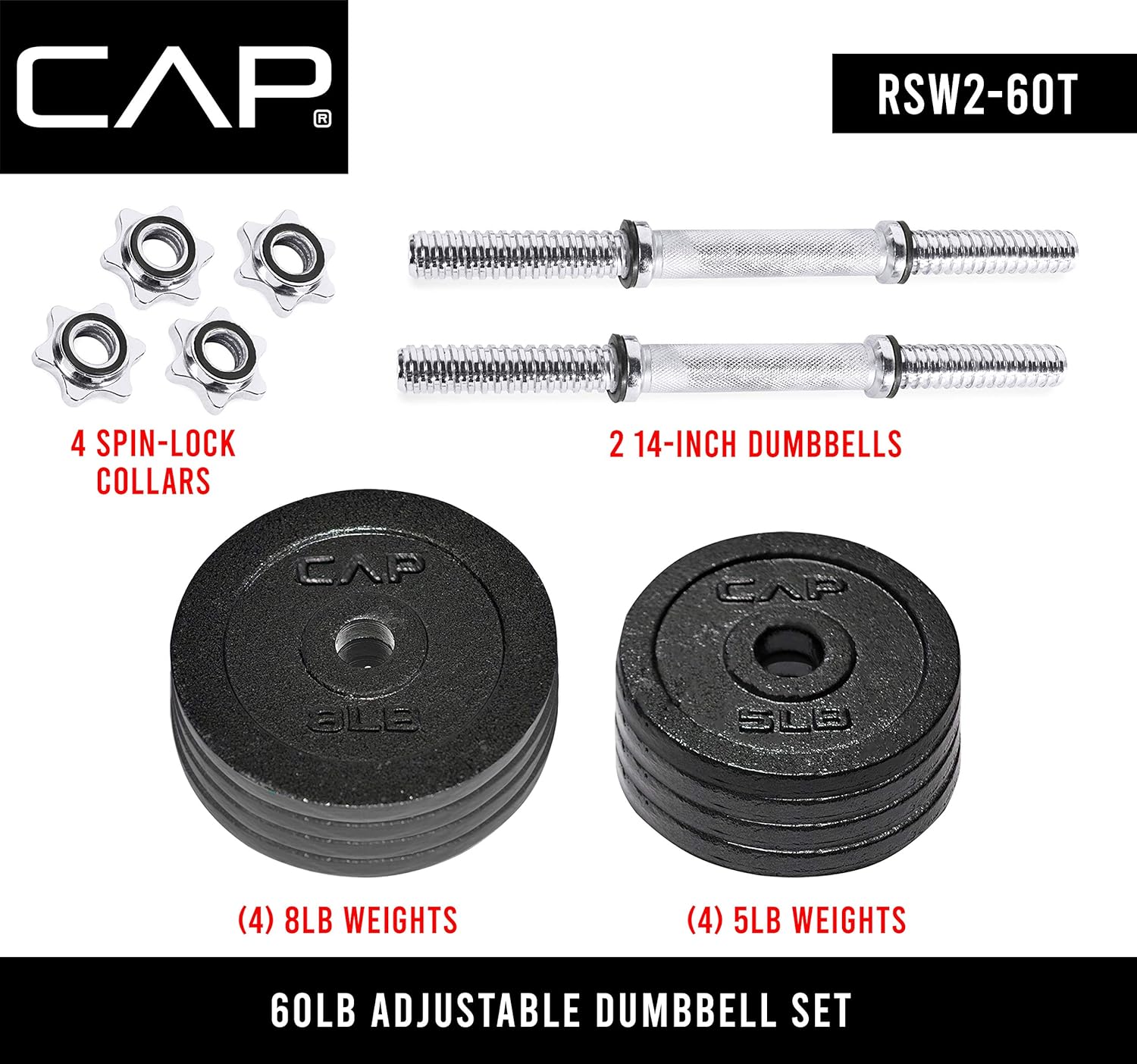 CAP Barbell 30-Pound Adjustable Dumbbell Weight (Pair)